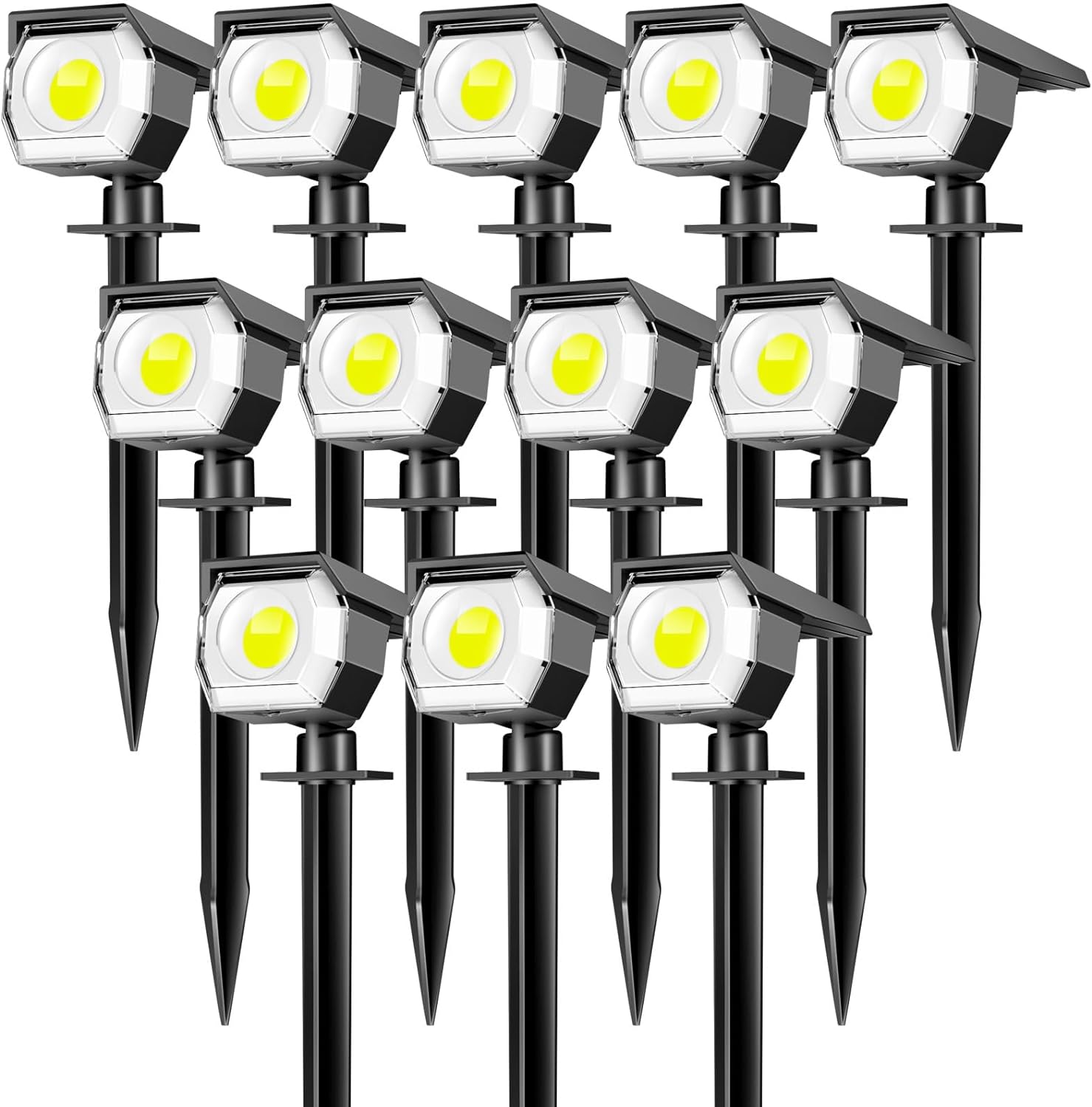 Peasur 12 Pack Solar Lights Outdoor, Solar Spotlights Outdoor Waterproof 3 Modes, 2-in-1 Auto On/Off Solar Spot Landscape Lighting Outside for Tree Plants Yard Garden Pathway