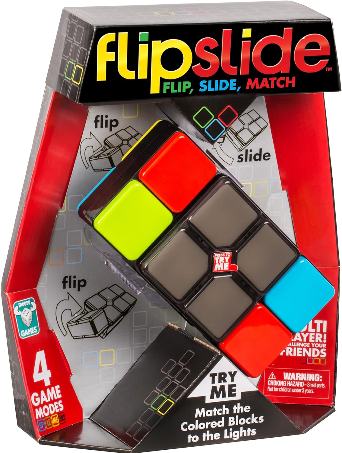 Flipslide Game - Electronic Handheld Game | Addictive Multiplayer Puzzle Game of Skill | Flip, Slide & Match Colors to Beat the Clock | 4 Thrilling Game Modes | Ages 8  | Includes Batteries