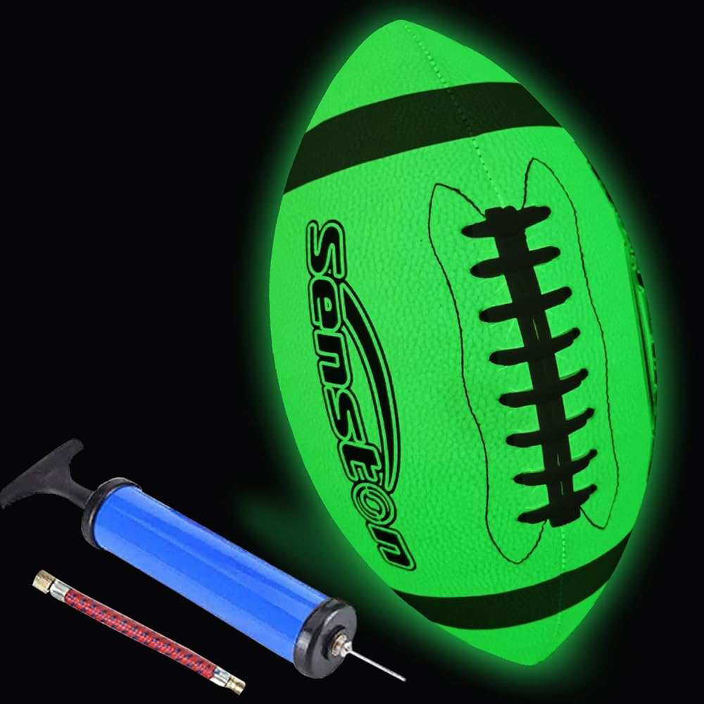 Senston Glow in The Dark Football Size 6 - Junior/Youth Light Up Football Ball Glowing Football Gifts for Kids Football Fans