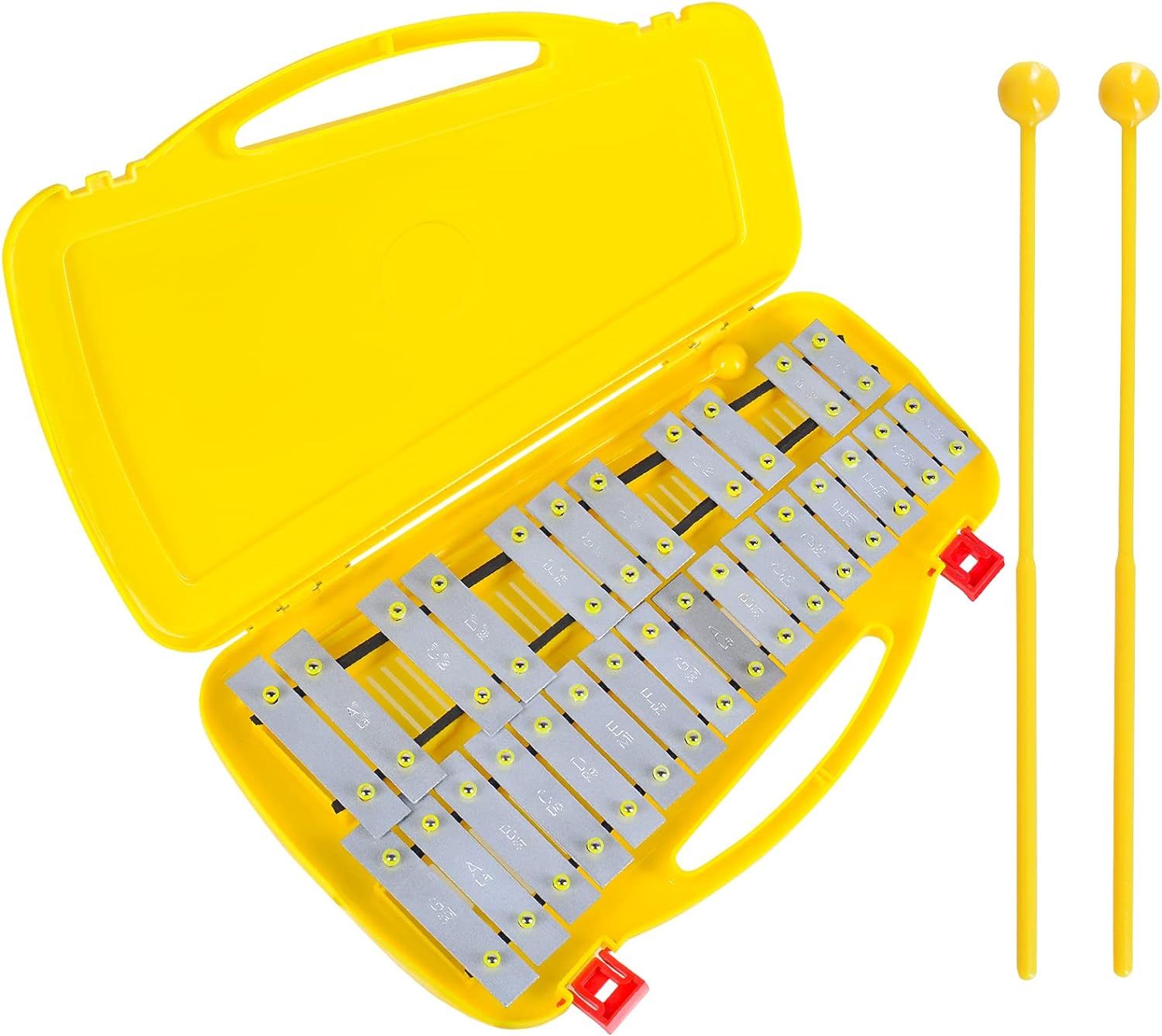 EASTROCK Professional Glockenspiel, 27 Notes Xylophone for Kids with Case Two Mallets, Music Teaching, Gifts, Perfectly Tuned Instrument Yellow