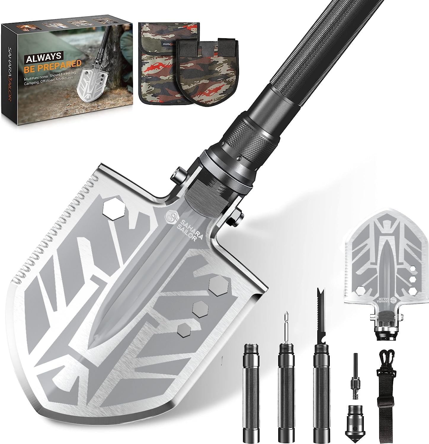 Sahara Sailor Survival Shovel180 Degree Folding Shovel-Camping Shovels23 in 1 Survival Gear and Equipment Tactical Camping Gear Survival Tools for Caping Hiking