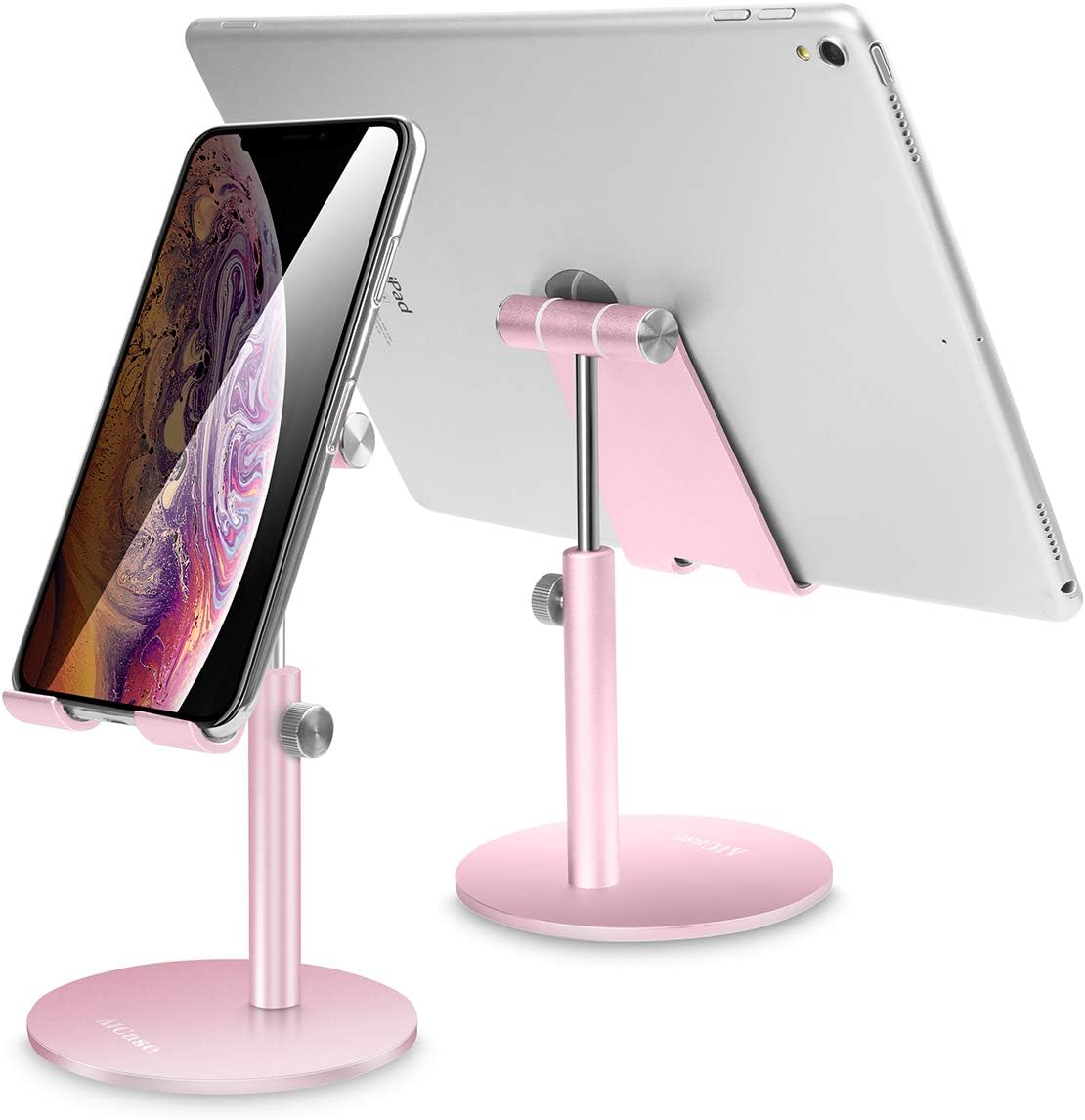 AICase Tablet/Phone Stand, Universal Multi-Angle & Height Adjustable Stand, Desktop Holder for iPad Pro 10.5/9.7/12.9, Air Mini 2 3 4, All Smartphones and Tablets (4-12.9 inch) (Rose Gold)