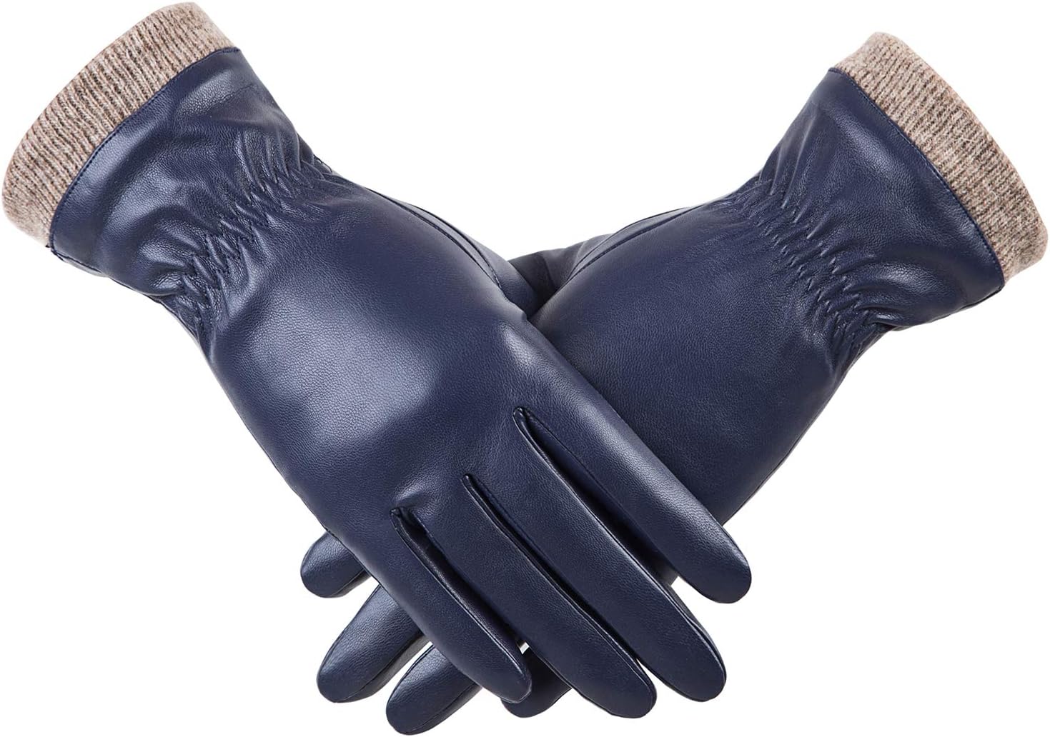 REDESS Winter Leather Gloves for Women, Wool Fleece Lined Warm Gloves, Touchscreen Texting Thick Thermal Snow Driving Gloves