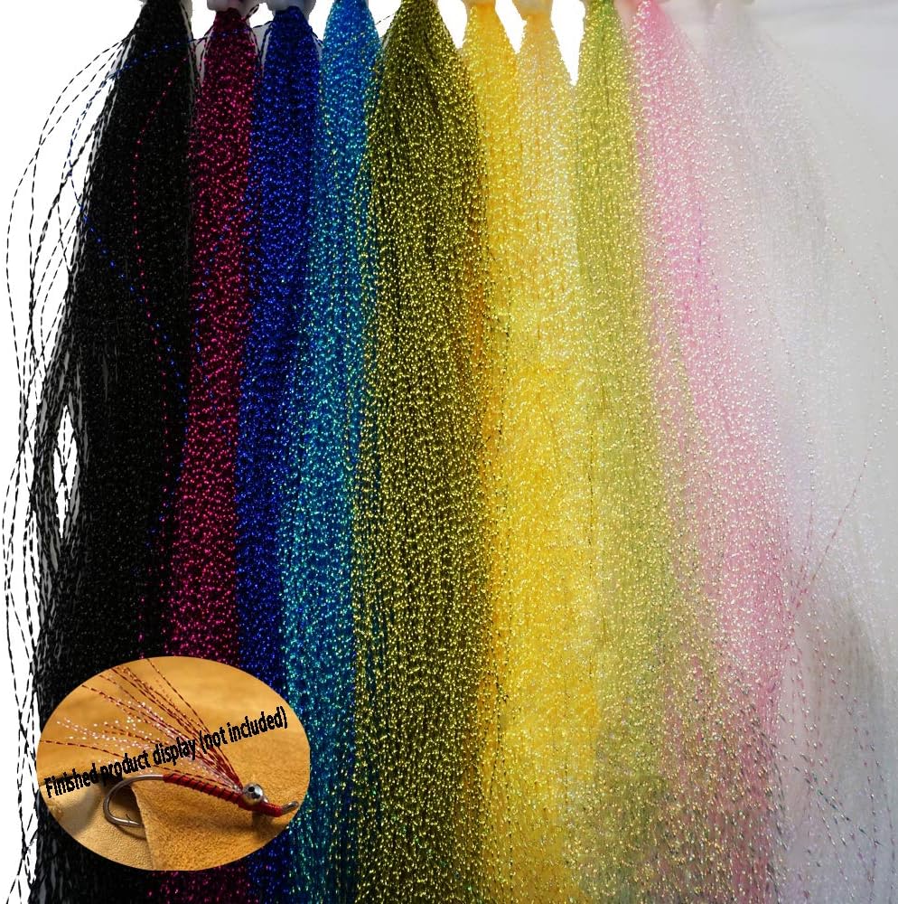 230 Strands 10 Best Color/Set Sparkle Crystal Flash Flashabou Tinsels Fly Fishing Line Hook Lure Flash Flies Decorating Fly Tying Material Dry Flies