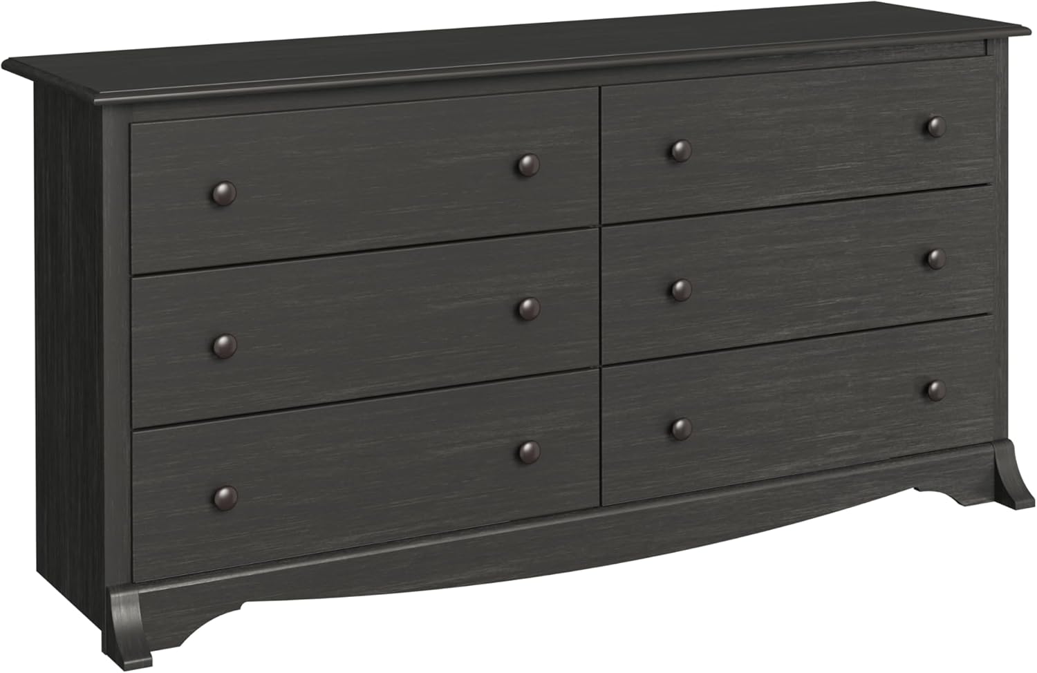 Prepac Sonoma 6 Drawer Double Dresser for Bedroom, Wide Chest of Drawers, Traditional Bedroom Furniture, 16 D x 59 W x 29 H, Washed Black, HDC-6330-V