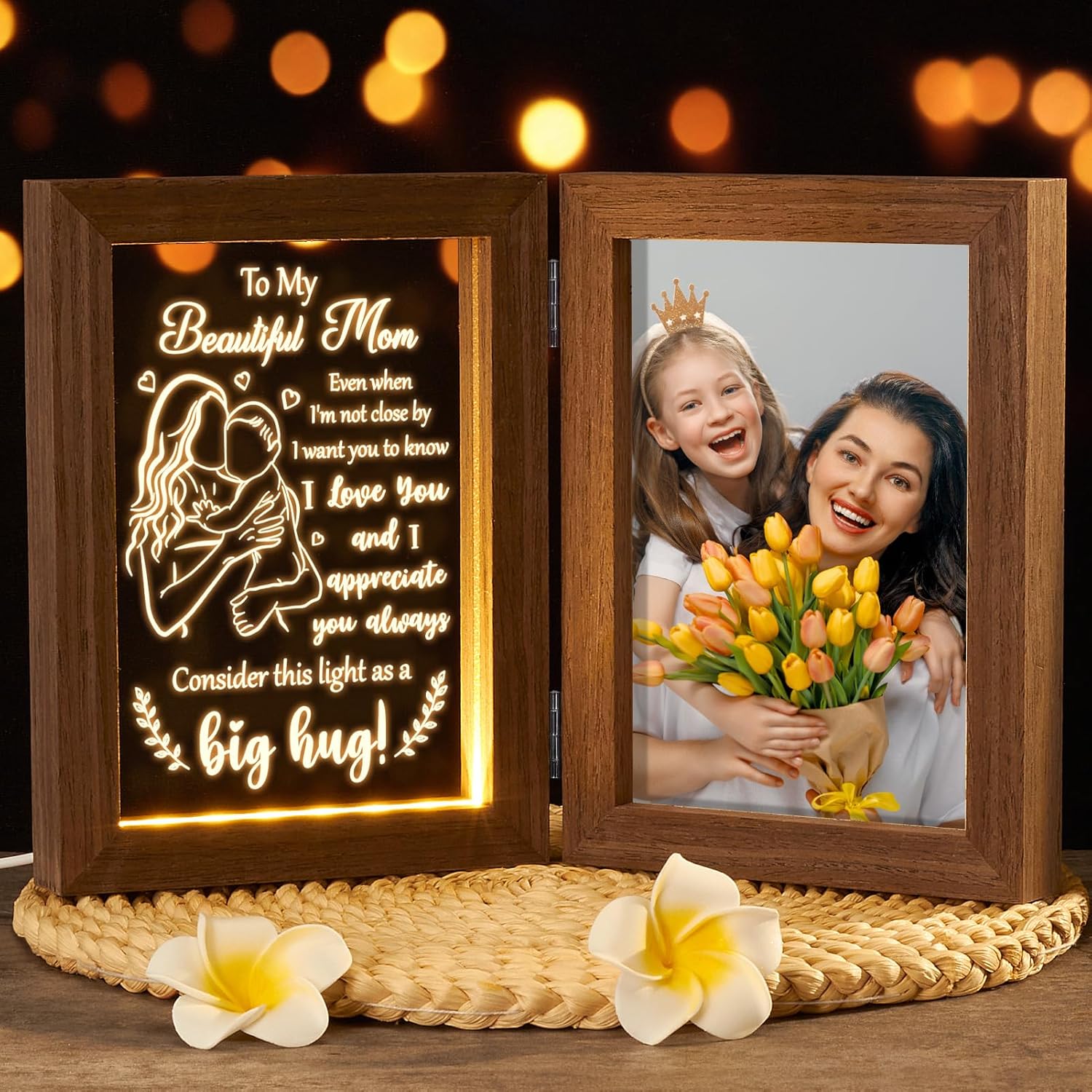 Tiblue Gifts for Mom Birthday Gifts for Women from Daughter Son, Best Mom Gifts Picture Frames with Night Light,- New Mom Gifts for Women Wife Bonus Mom Step Mom-5x7 Photo