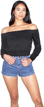 American Apparel Women&#39;s California Fleece Long Sleeve Off Shoulder Top