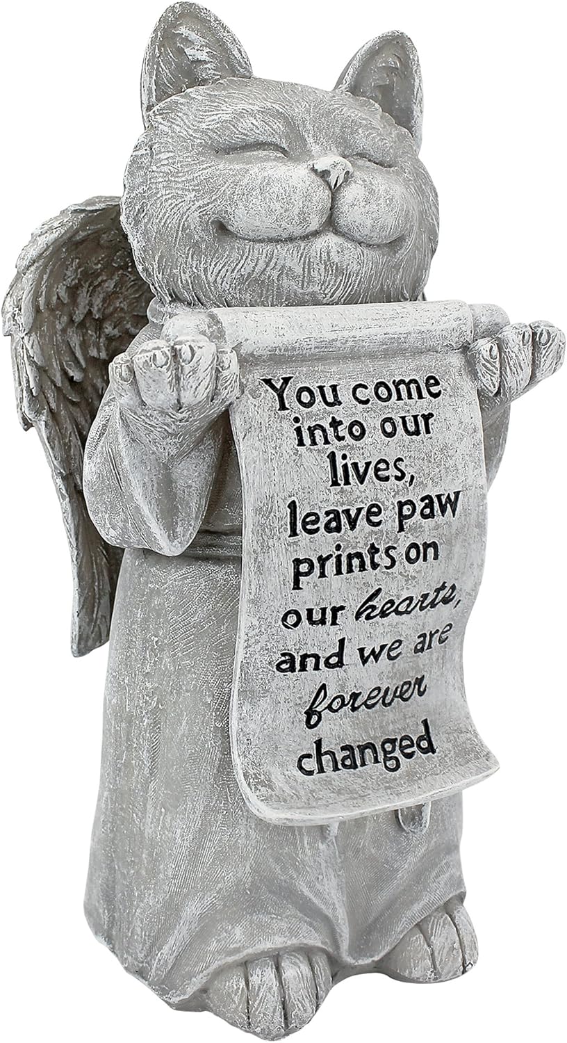 Design Toscano PAW Prints ON Our Hearts CAT Statue