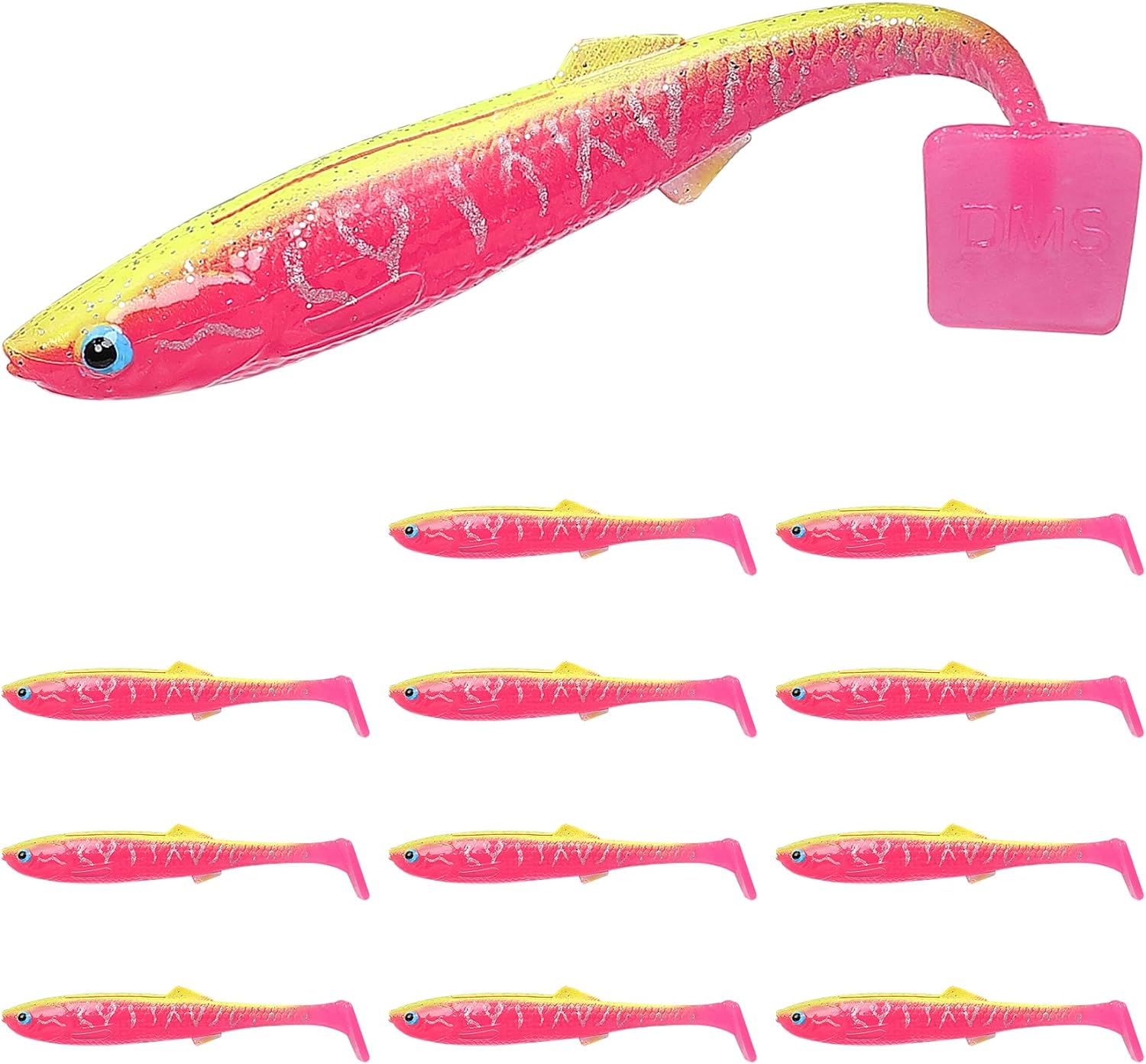 TRUSCEND Hand-Painted Soft Fishing Lures, Paddle Tail Swimbaits, Fishing Lures for Bass Trout Crappie Walleye, Durable Plastic Bait for Bass Fishing, Shad Fishing Bait for Freshwater Saltwater