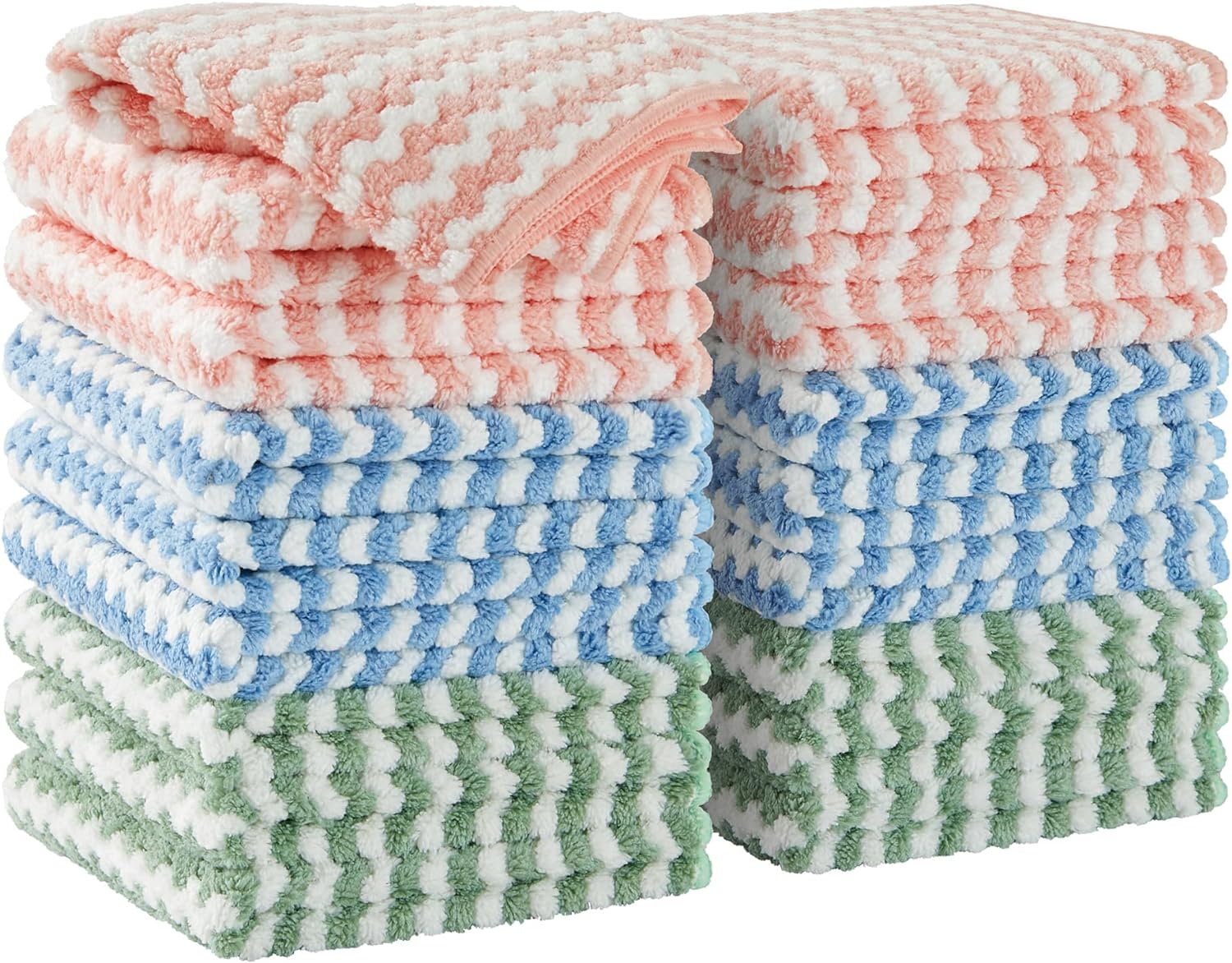 I love these dish cloths. I was looking for a dish cloth to replace a sponge after reading about the germs that sponges harbor. I tried a few different ones but was discouraged when I realized I was using alot more dish soap because the cloths swallowed the soap. I did not like that I couldn't see suds when washing my dishes. These dish cloths are great! They are extremely soft and manageable and the best size. Plus they produce soap suds! I use a fresh one every day and wash them in the washing
