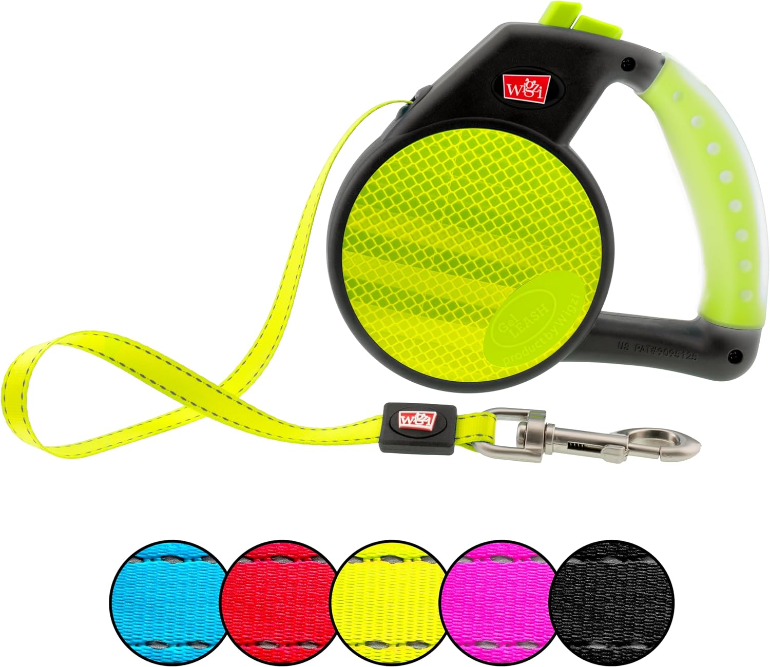 WIGZI Reflective Gel Retractable Leash, Yellow, Small