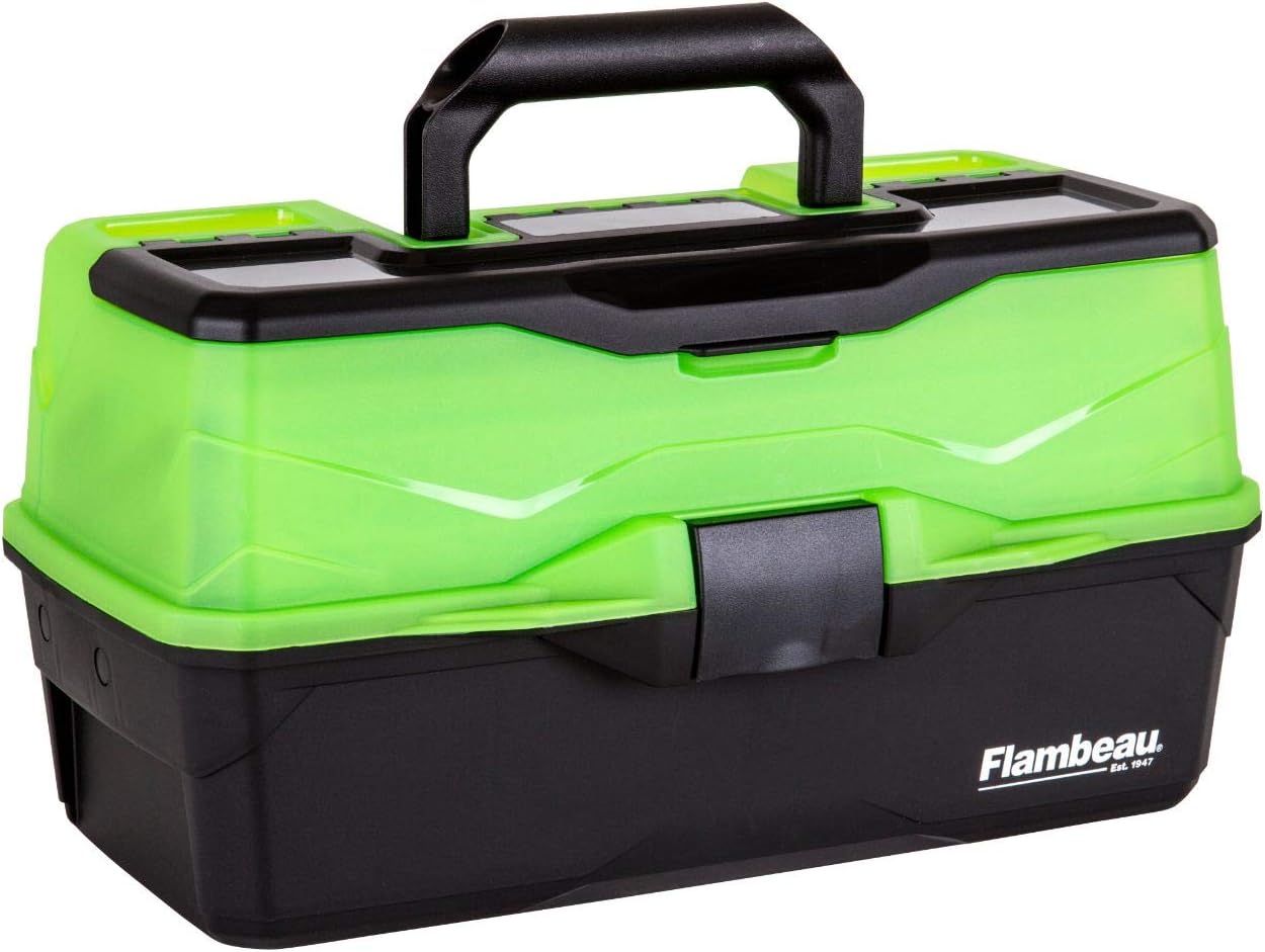 Flambeau Outdoors 6383AMG 3-Tray Classic Tray Tackle Box, Portable Tackle Organizer, Frost Green/Black