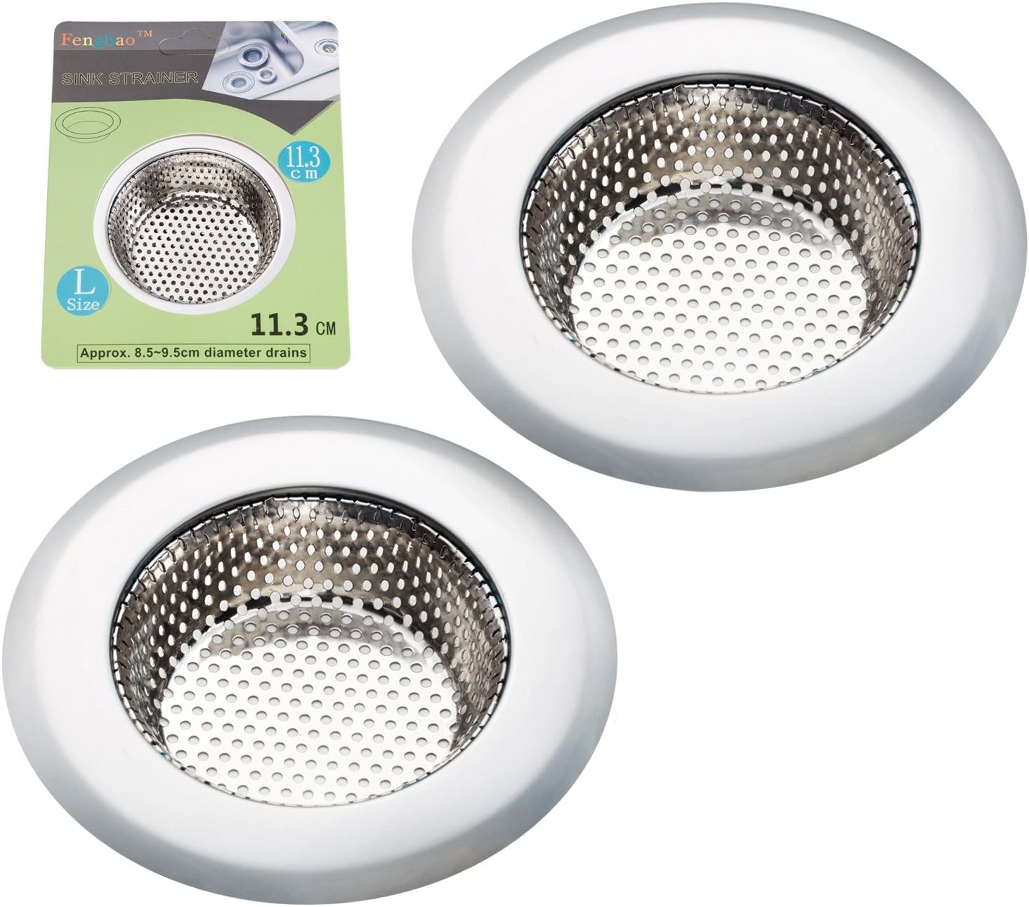 2PCS Kitchen Sink Strainer - Stainless Steel, Large Wide Rim 4.5 Diameter