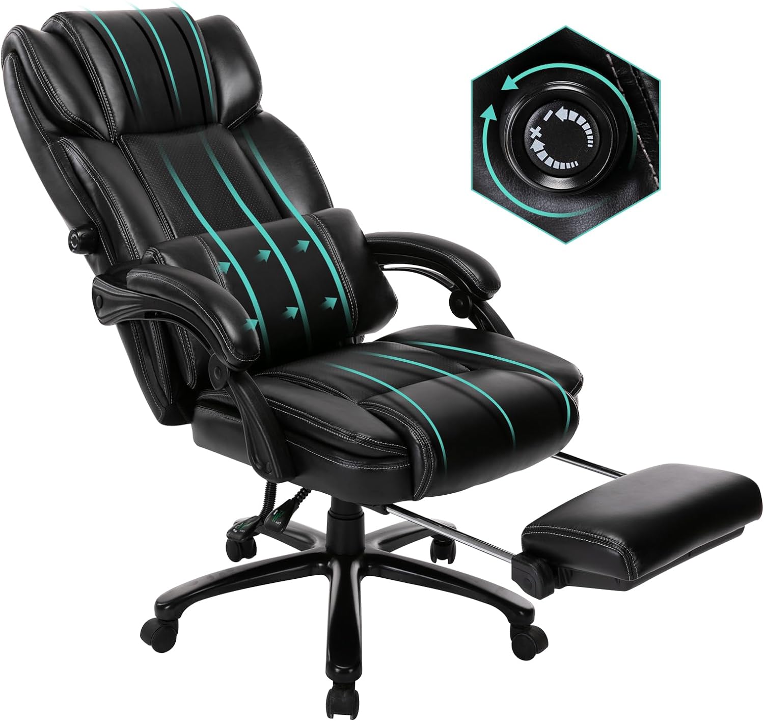 COLAMY+Big+and+Tall+Office+Chair+with+Footrest-Ergonomic+Office+Chair+with+Adjustable+Backrest%2c+Lumbar+Support+Pillow%2c+Executive+Computer+Desk+Chair+Thick+Bonded+Leather+for+Comfort%2c+350LBS%2c+Black