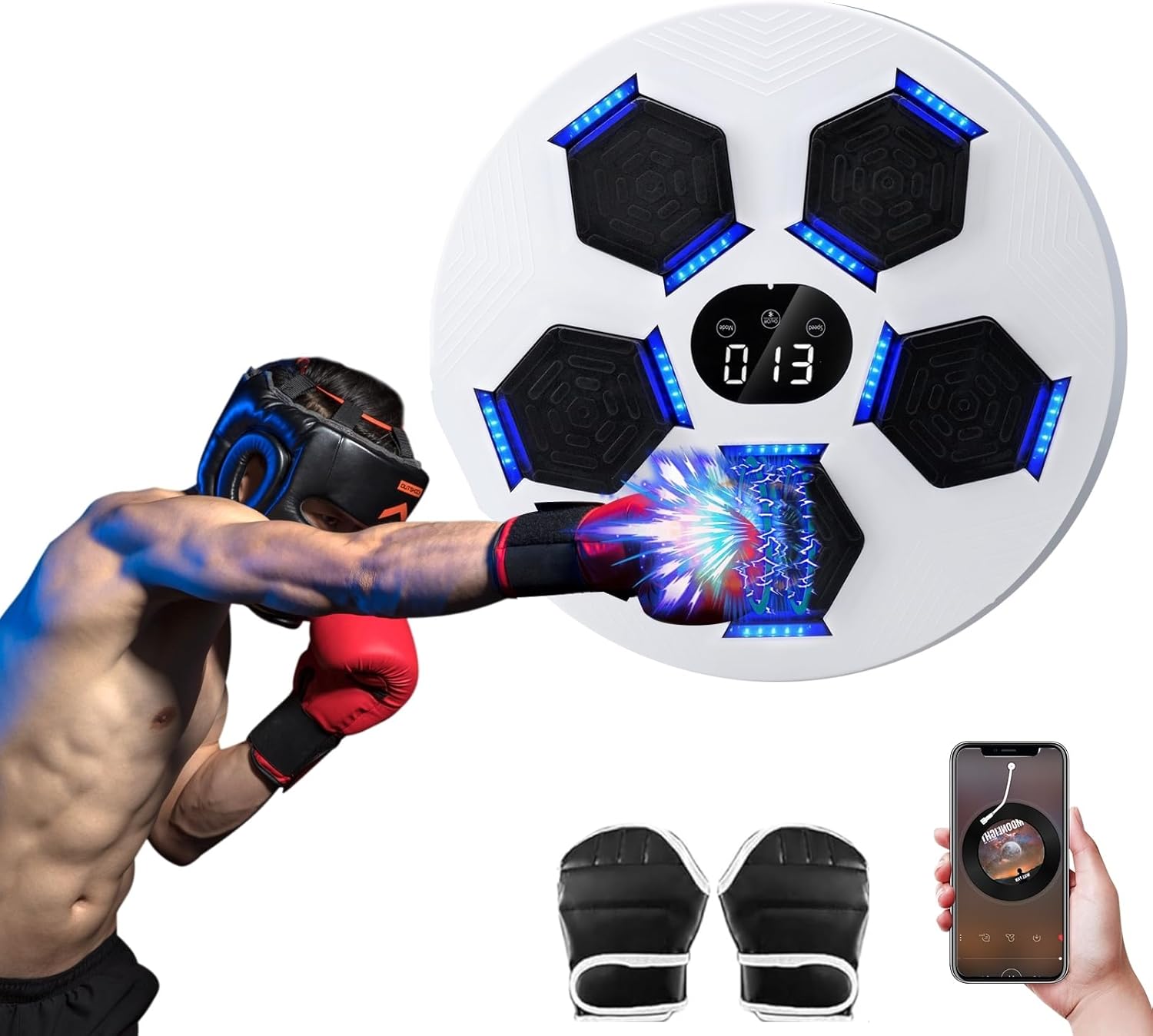 2024 New Music Boxing Machine Home Wall Mount Music Boxer, 18 Speed Modes Digital Boxing Wall Target Punching Pads Suitable for Kids and Adult