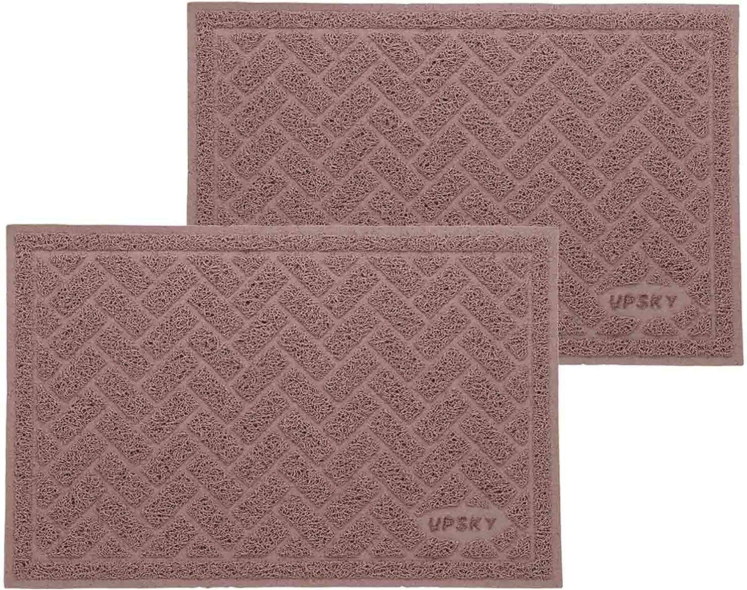 UPSKY Double Large Cat Litter Mat (24'' x 20'' x 2 Pieces), Premium Traps Litter from Box and Paws, Scatter Control for Litter Box, Soft on Sensitive Kitty Paws, Easy to Clean, Durable (Champagne)