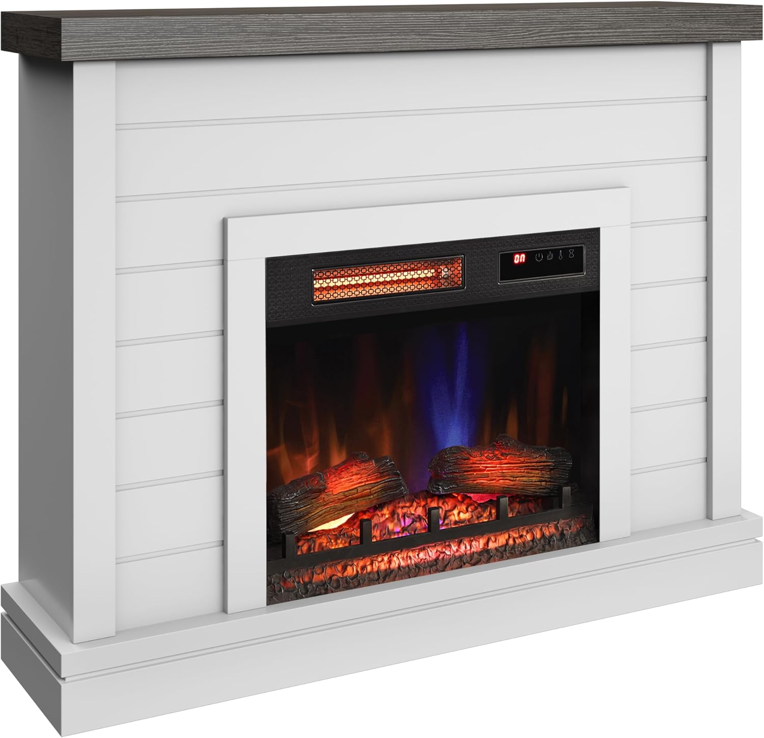 duraflame Shiplap Wall Mantel Electric Fireplace, Bright White