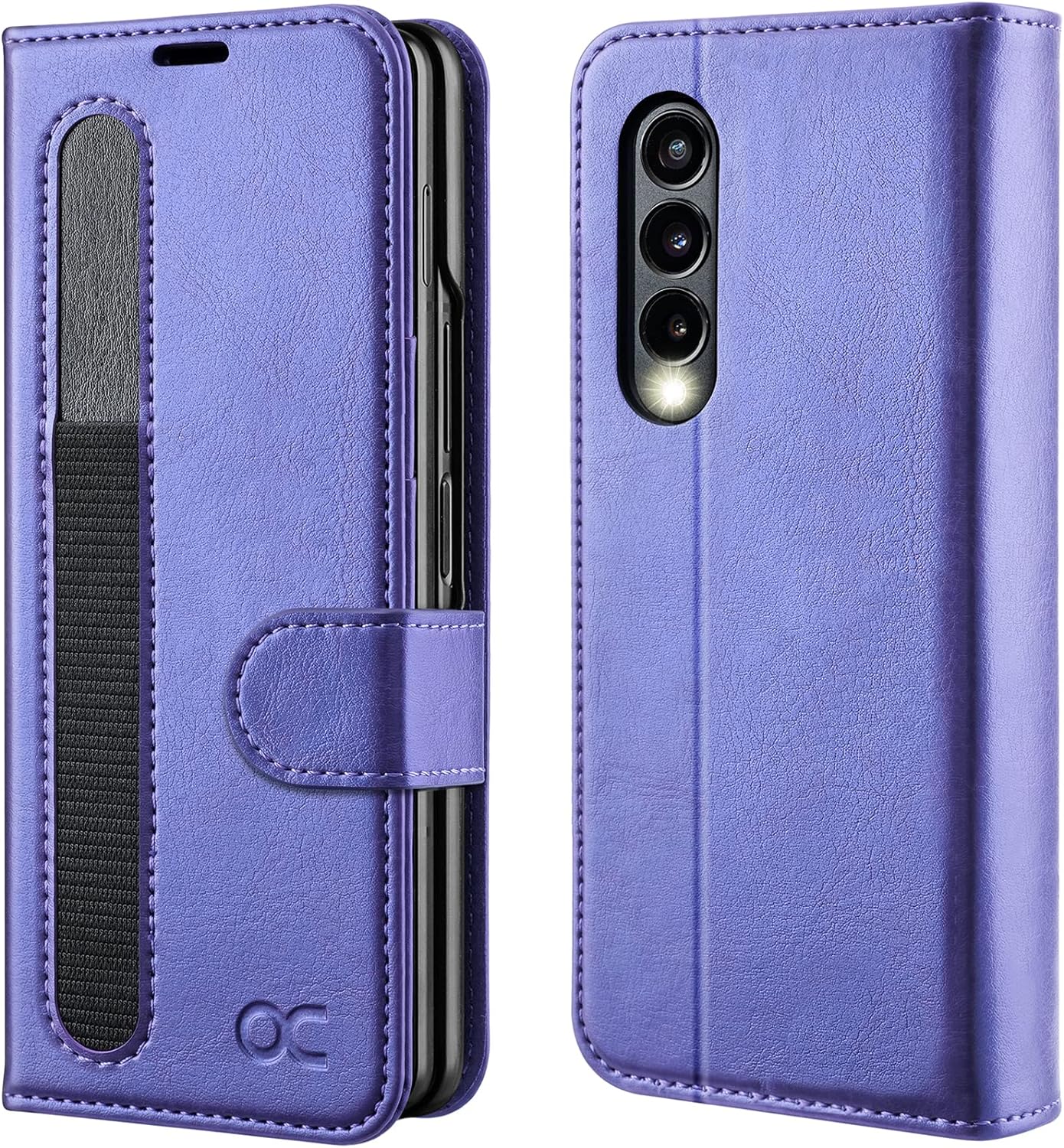 OCASE Compatible with Galaxy Z Fold 3 5G Wallet Case with S Pen Holder, [Updated Version] PU Leather Flip Folio Case with Card Slots RFID Blocking Kickstand Phone Cover (2021) - Purple