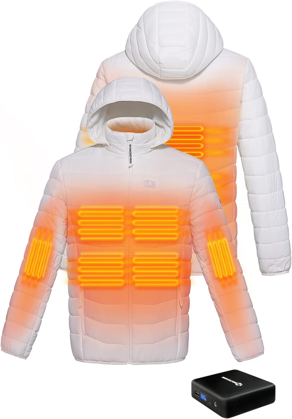 Heated Jacket, Lightweight Heating Jackets with 12V/5A Power Bank, 6 Areas Winter Coat for Men and Women