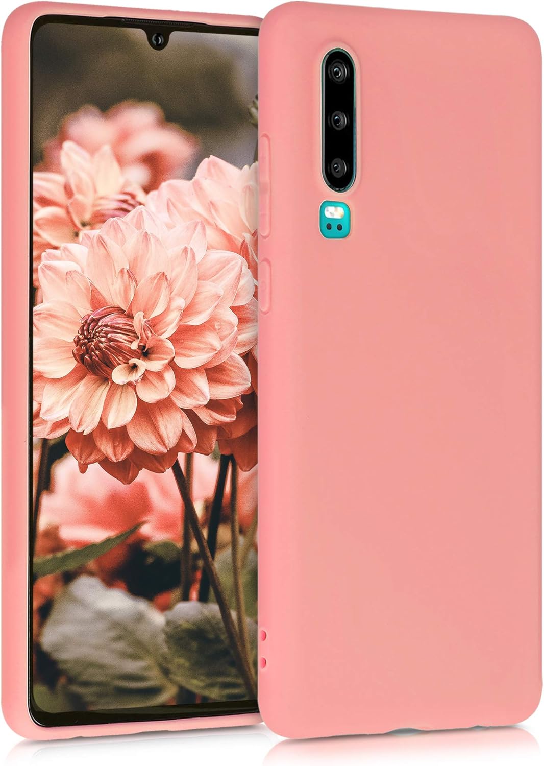 kwmobile Case Compatible with Huawei P30 Case - Soft Slim Protective TPU Silicone Cover - Coral