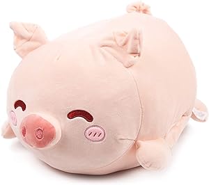 ARELUX Pig Plush Pillow Stuffed Animal Snuggly Pillow Cute Plush Toy Snuggle Buddy Pig Plushie Kawaii Soft Hugging Pillow for Kids Boys Girls 17.7in