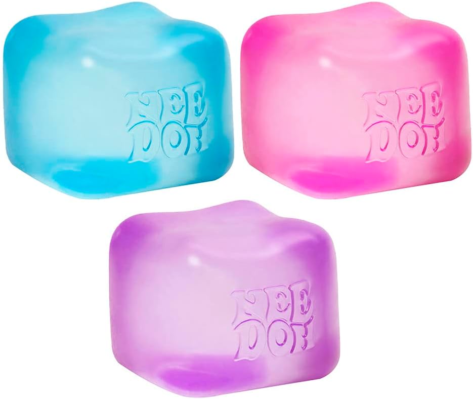 Schylling NeeDoh Nice Cube - Sensory Fidget Toy for Your Best Mellow and Chill - Square Shape with Groovy Goo Filling in Assorted Colors Blue Pink Purple - Age 3 to Adult - Pack of 1 Random Color