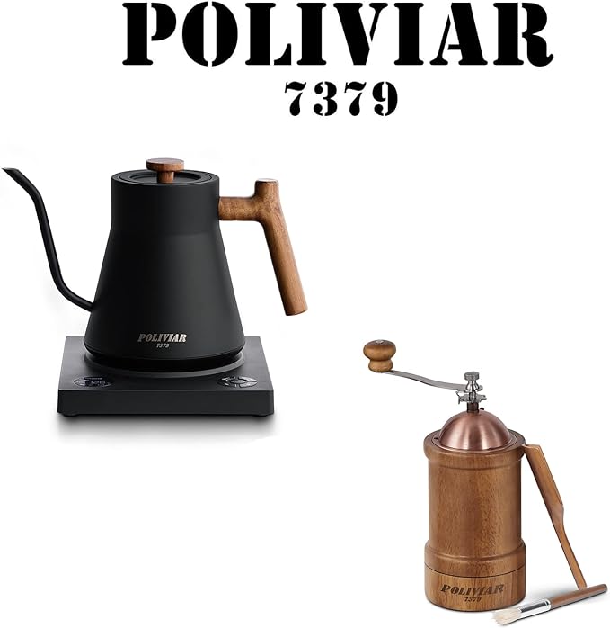 POLIVIAR Electric Gooseneck Kettle & Manual Coffee Grinder