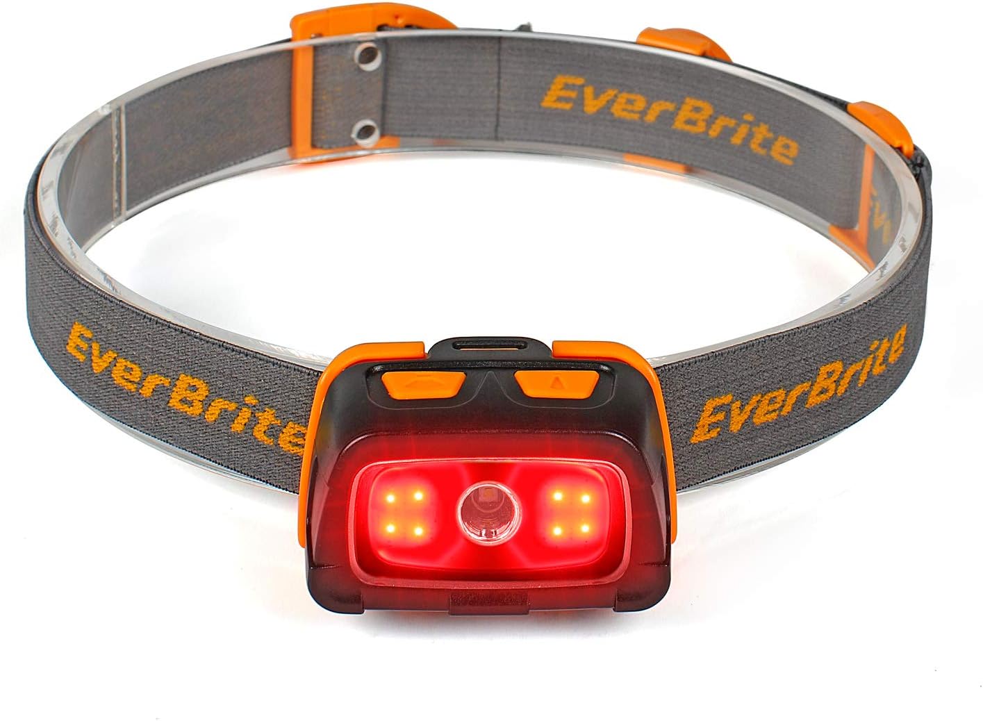 EverBrite 300 Lumens Headlamp with Red/Green/White Light Modes, Tail Light, Adjustable Headband - For Trail Running, Camping, Hiking