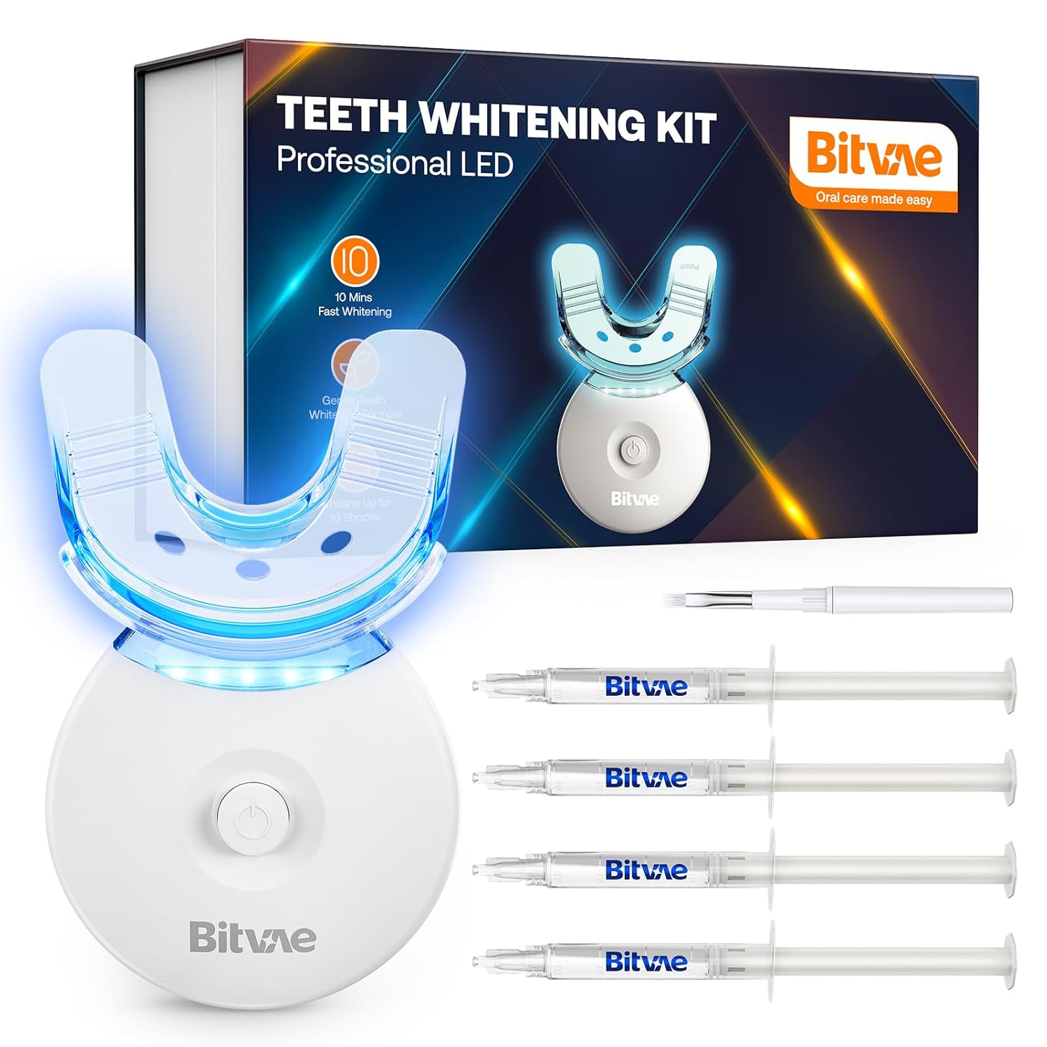 Bitvae Teeth Whitening Kit,Teeth Whitening Light with 4 Carbamide Peroxide Teeth Whitening Gel for Sensitive Teeth, Non-Sensitive Fast Teeth Whitener, Enamel Safe and Gentle