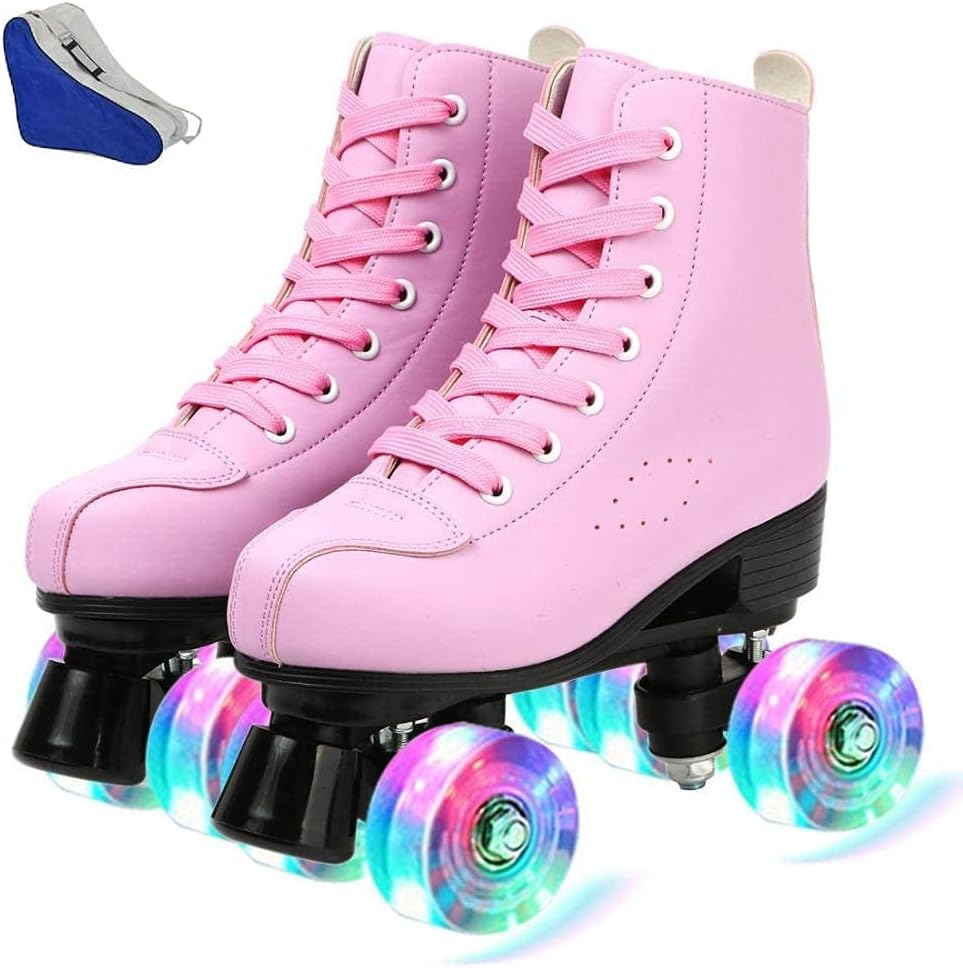 Comeon Classic Women Roller Skates,Unisex High-top 4 Wheel Roller Skates Double Row Roller Skates for Boys and Girls