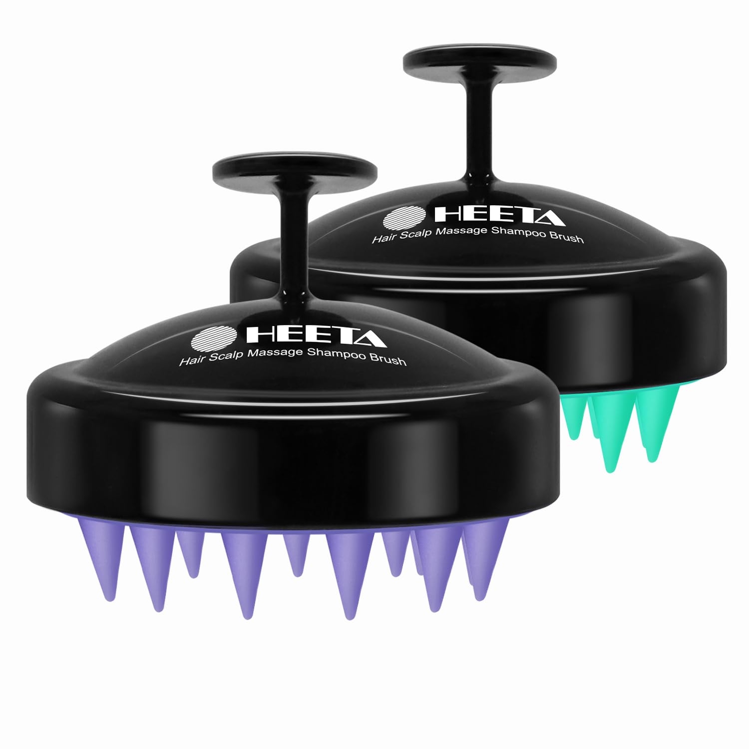 HEETA 2 Pack Hair Scalp Massager Shampoo Brush for Hair Growth, Hair Scalp Scrubber with Soft Silicone, Wet and Dry Hair Detangler (Turquoise & Purple)