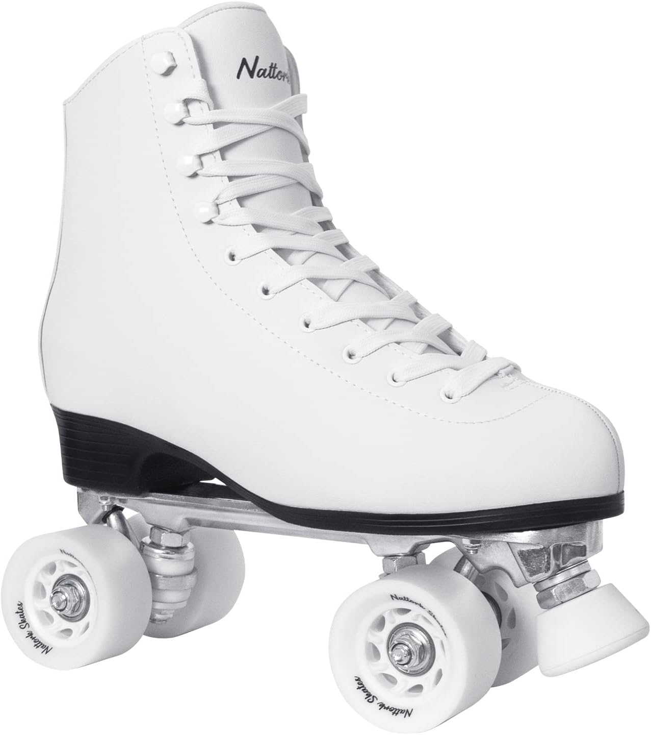 Nattork Roller Skates for Women, PU Leather High-top Quad Skates for Beginner, Indoor Outdoor 4 Wheels Double-Row Skates for Adults