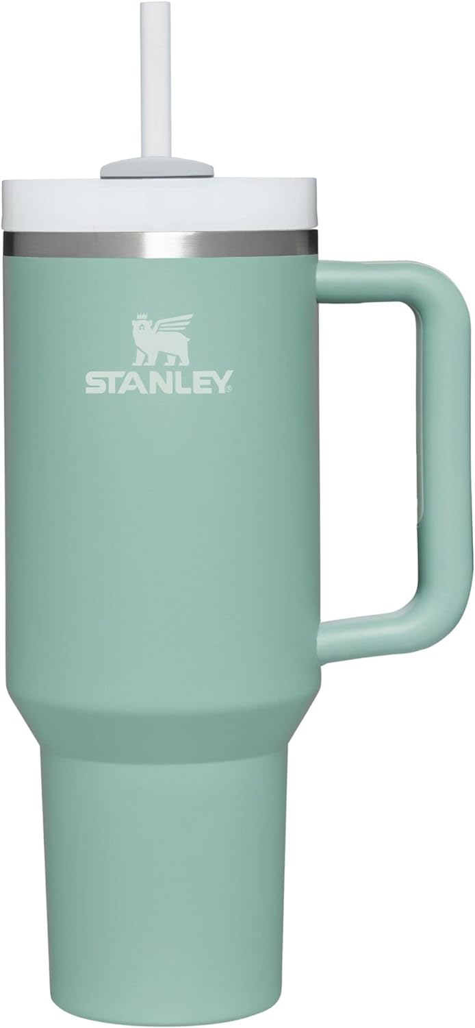 Stanley Quencher H2.0 FlowState Stainless Steel Vacuum Insulated Tumbler with Lid and Straw for Water, Iced Tea or Coffee, Smoothie and More, Eucalyptus, 40 oz