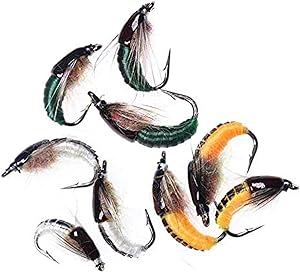 Super Sturdy Realistic Nymph Scud Flies, Popper Flies for Trout Nymph Beadhead Fishing Wet Assortment Flies Bug Worm Scud Looking