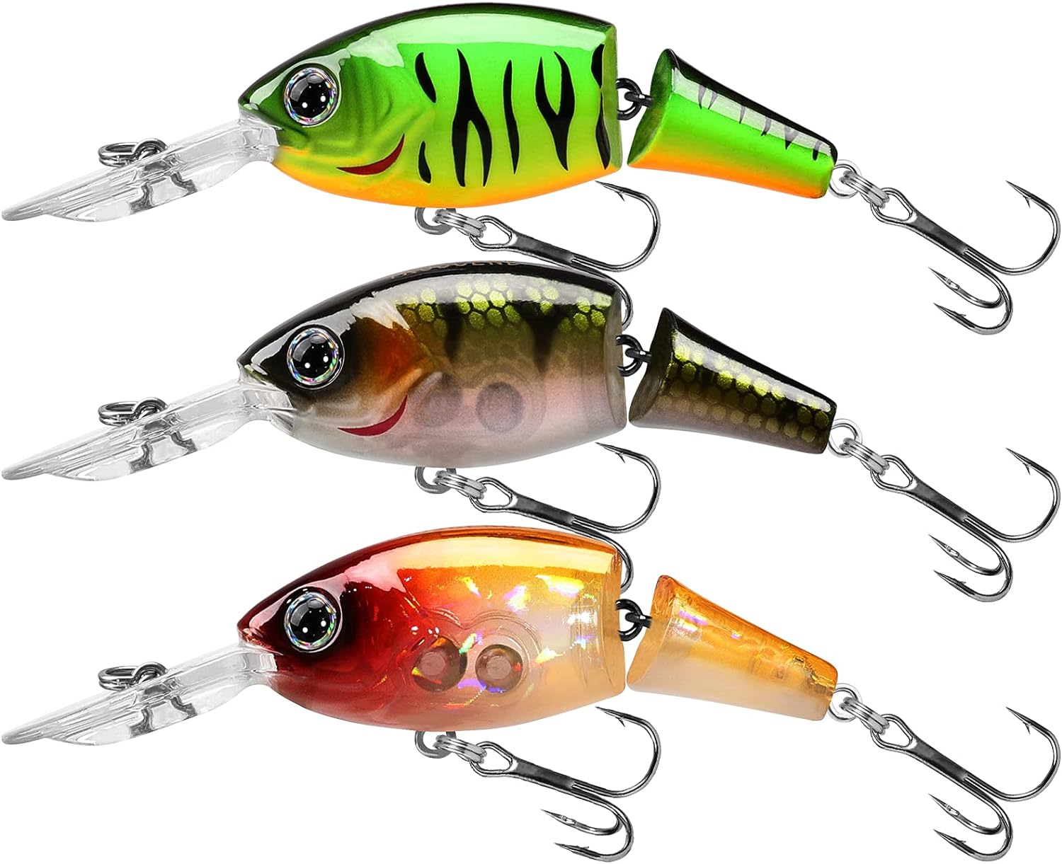 TRUSCEND Craz Crankbait Fishing Lures Saltwater Freshwater, 5 Unique Style: Flexible Stainless Bill, Chattering, Sinking, Suspending, Diving Jointed Crankbait, Amazing Bass Pike Salmon Lure