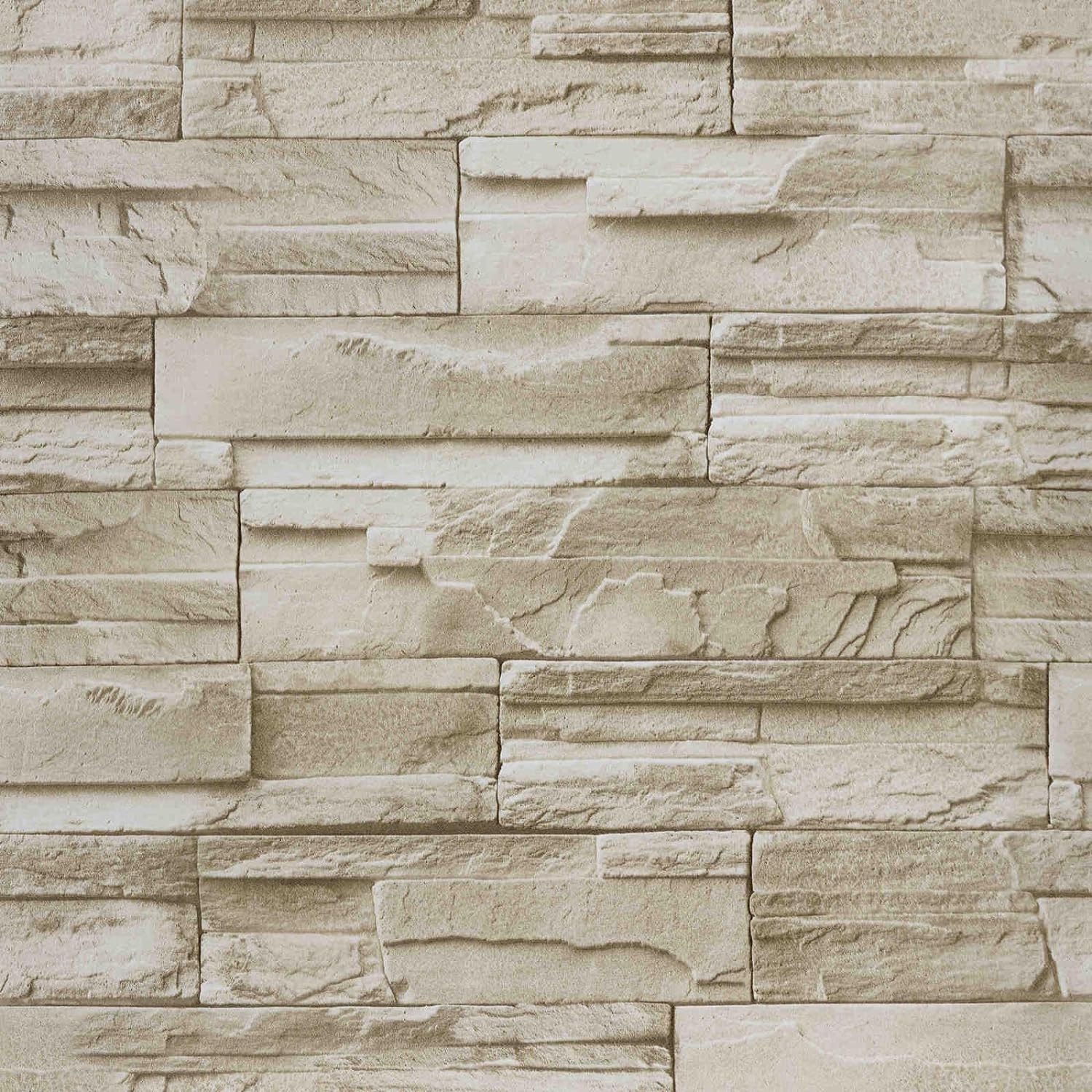 Stone Brick Wallpaper Peel and Stick, Brick Contact Paper for Kitchen Backsplash, Removable Self Adhesive Faux Stone Brick Wallpaper for Living Room Fireplace Accent Wall 17.71 X 118