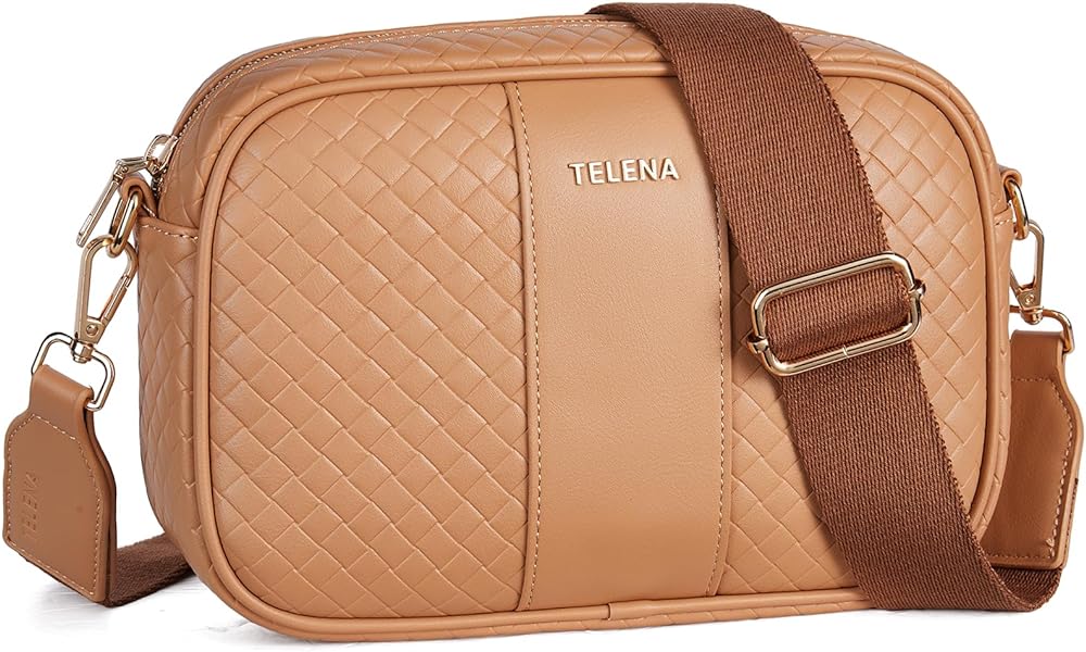 Telena Leather Crossbody Bags for Women Trendy Small Crossbody Purses with Wide Guitar Strap