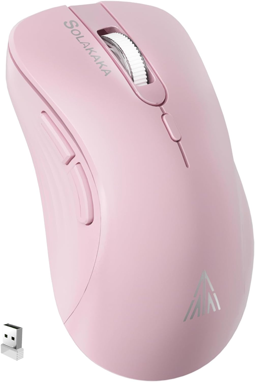 SM66 Pink Silent Dual Mode Bluetooth/2.4GHz Wireless Mouse, Adjustable 4200 DPI,Rechargeable Wireless Computer Mouse for PC Mac Laptop, Desktop