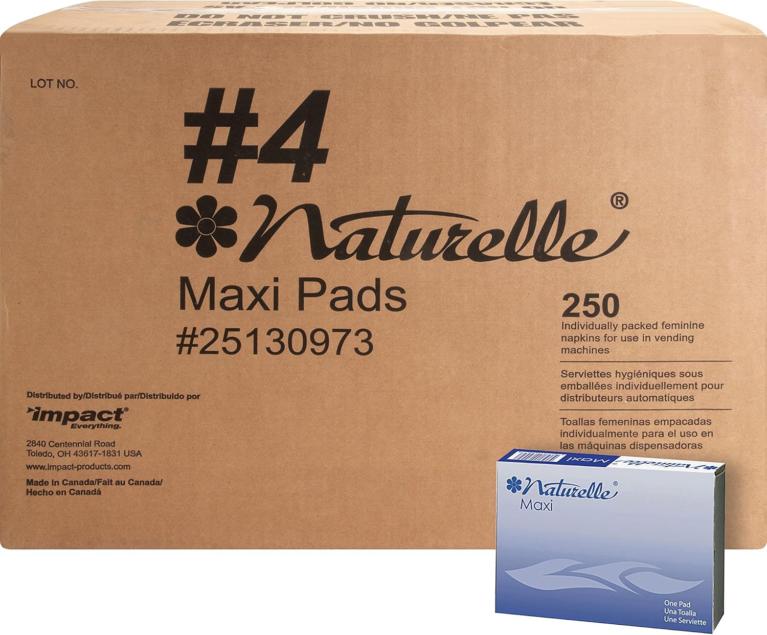 Naturelle #4 Maxi Pads, Unscented, 250/Carton