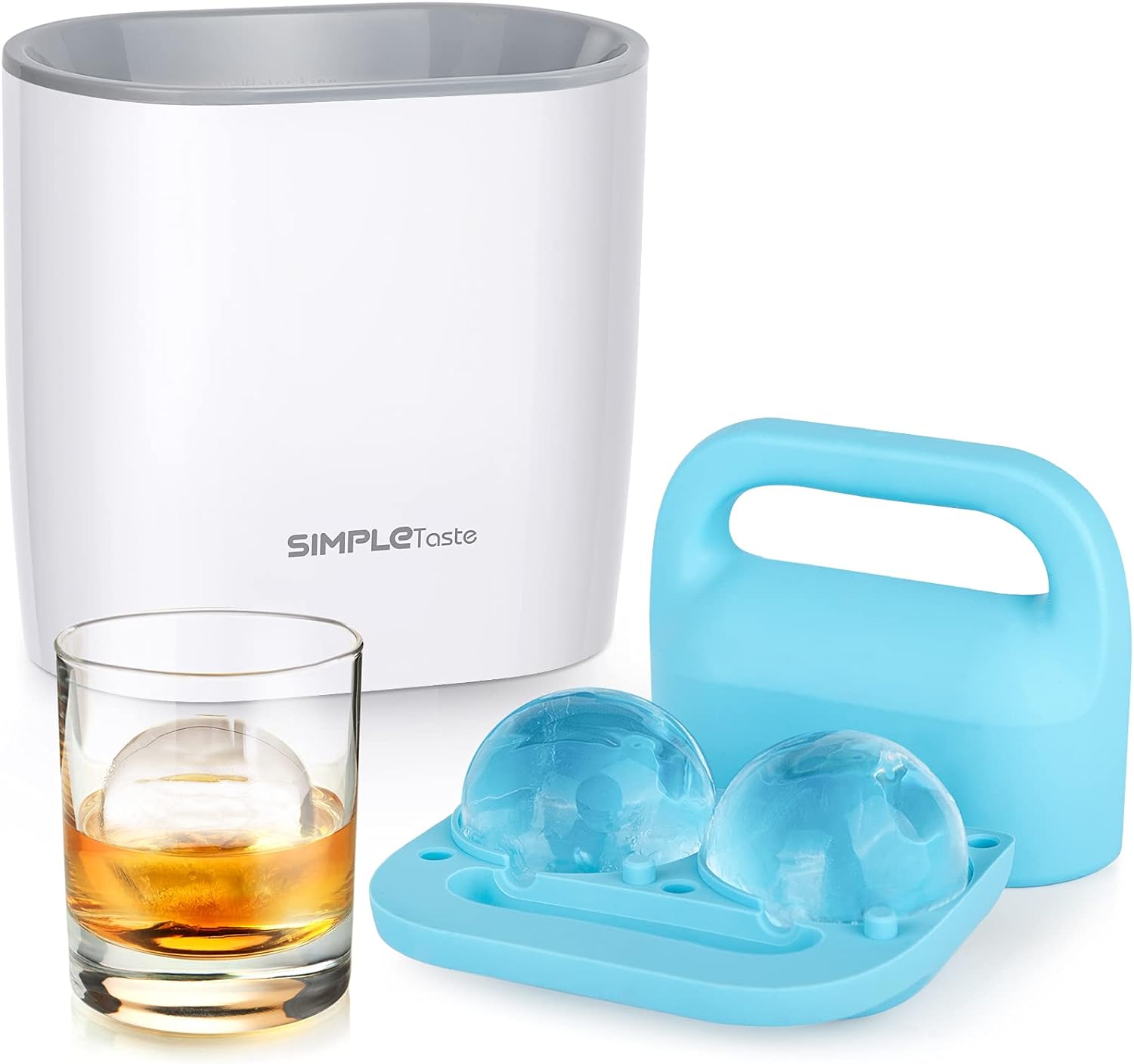 SIMPLETASTE Crystal Clear Ice Ball Maker Mold - 2.36 Inch Clear Sphere, Plus 2 Ice Ball Storage Bags, BPA-free Silicone Large Sphere Ice Mold, Ice Cube Tray for Whiskey, Cocktail and Drinks