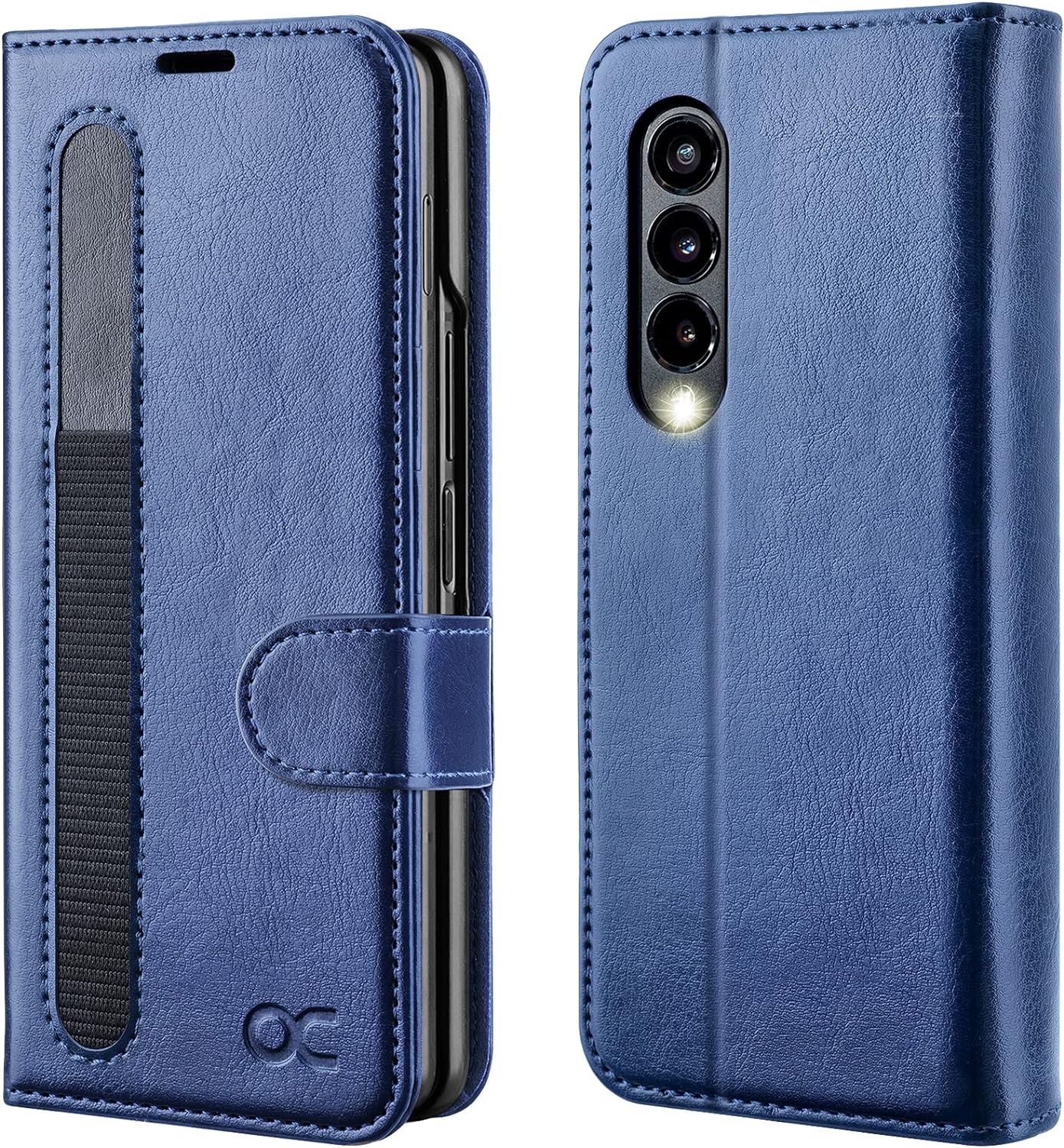 OCASE Compatible with Galaxy Z Fold 3 5G Wallet Case with S Pen Holder, [Updated Version] PU Leather Flip Folio Case with Card Slots RFID Blocking Kickstand Phone Cover (2021) - Blue