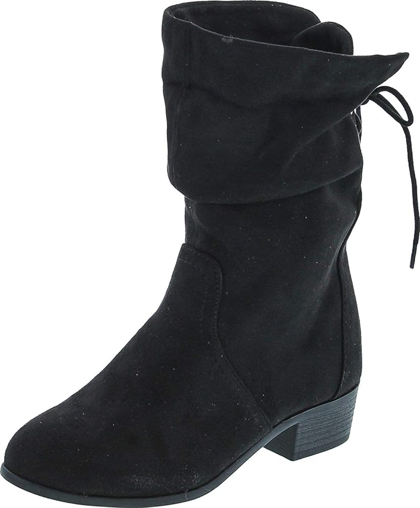 Soda KIMMY ~ Women&#39;s High Top Slouchy Ankle Boot Round Toe Foldable Faux Suede