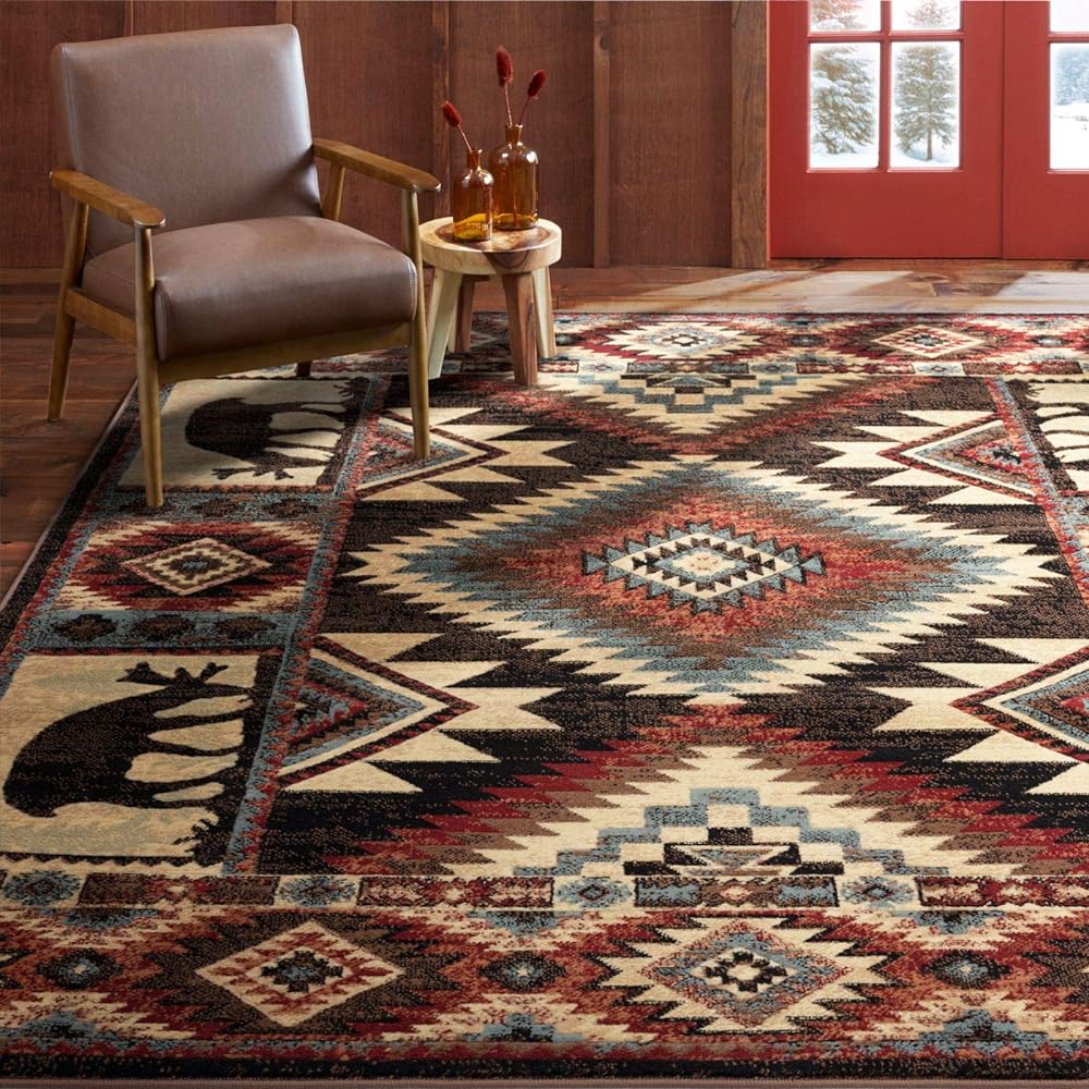 Home Dynamix Buffalo Southwest Rustic Area Rug, Brown/Red, 5'2"x7'2", Rectangular