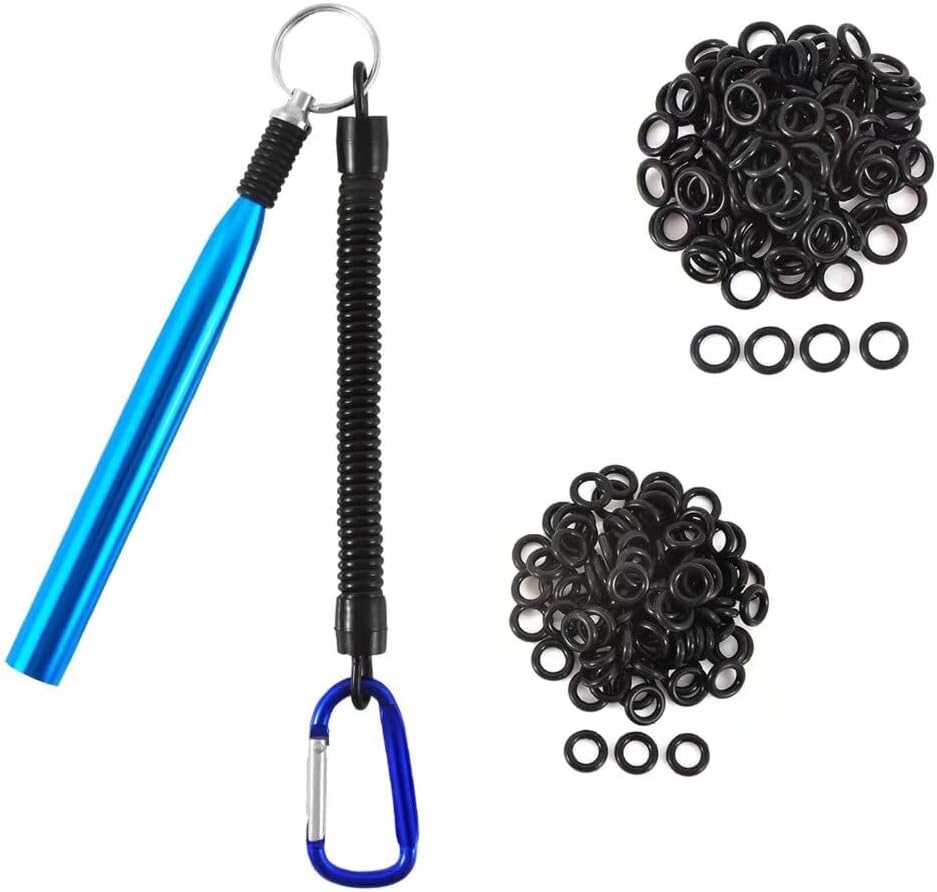 Wacky Rig Tool with Silicone O Rings, 100Pcs for 3-4 Senko Worms and 100Pcs for 5-7 Worms. Easy Installation and Great Protection of Your Plastic Worms