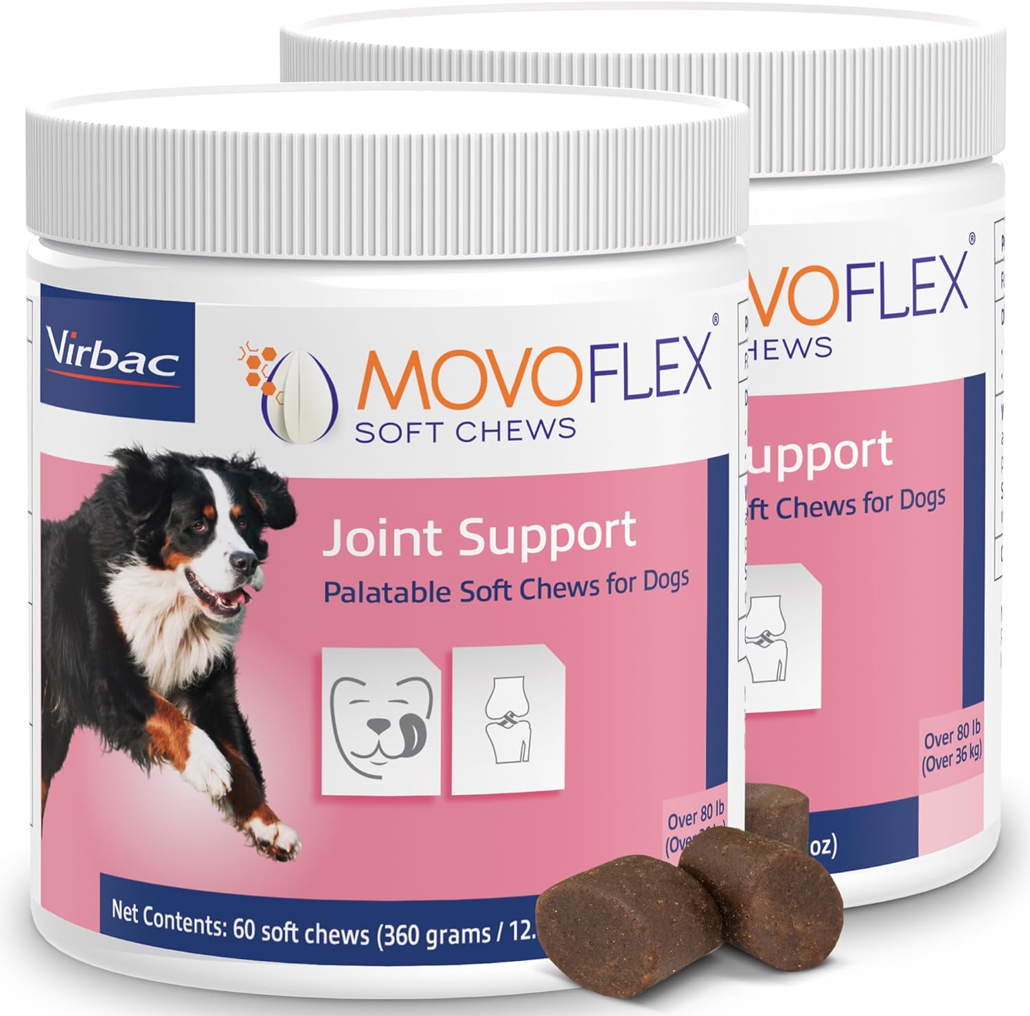 MOVOFLEX Joint Support Supplement for Dogs - Hip and Joint Support - Dog Joint Supplement - Hip and Joint Supplement Dogs - 120 Soft Chews for Large Dogs (By Virbac)