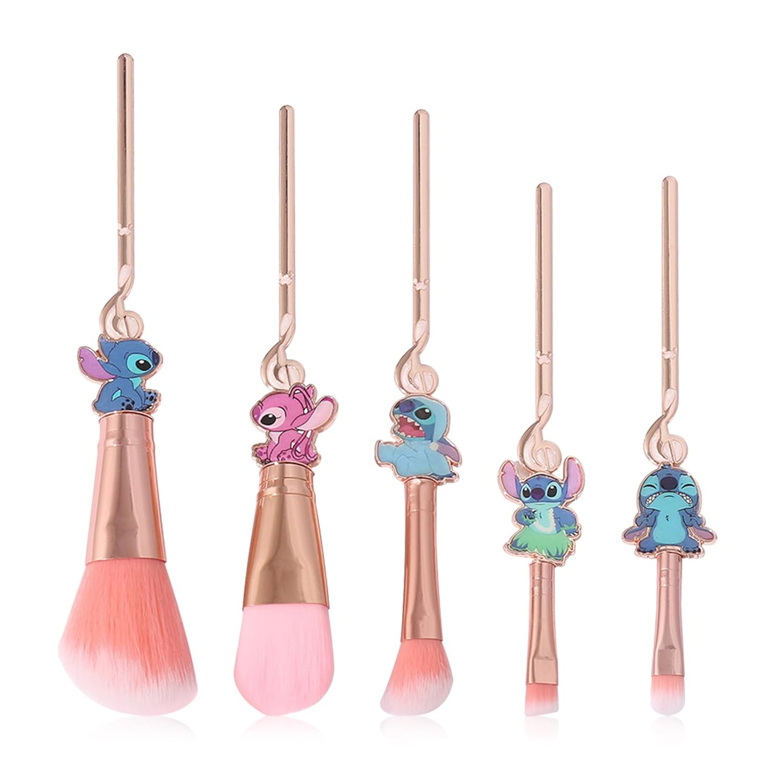 Stitch Makeup Brushes Set, WeChip Anime Stitch Make Up Brush Set Collection, Stitch Gifts for Girls Women - 5pcs Pink