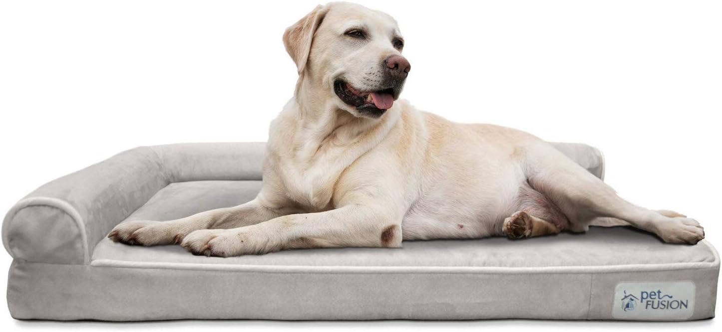 PetFusion BetterLounge Orthopedic Dog Bed | Solid CertiPUR-US Memory Foam, Waterproof liner | Large & XL | Removable Micro-Suede Cover Available Separately, 1 Yr Warranty, Grey