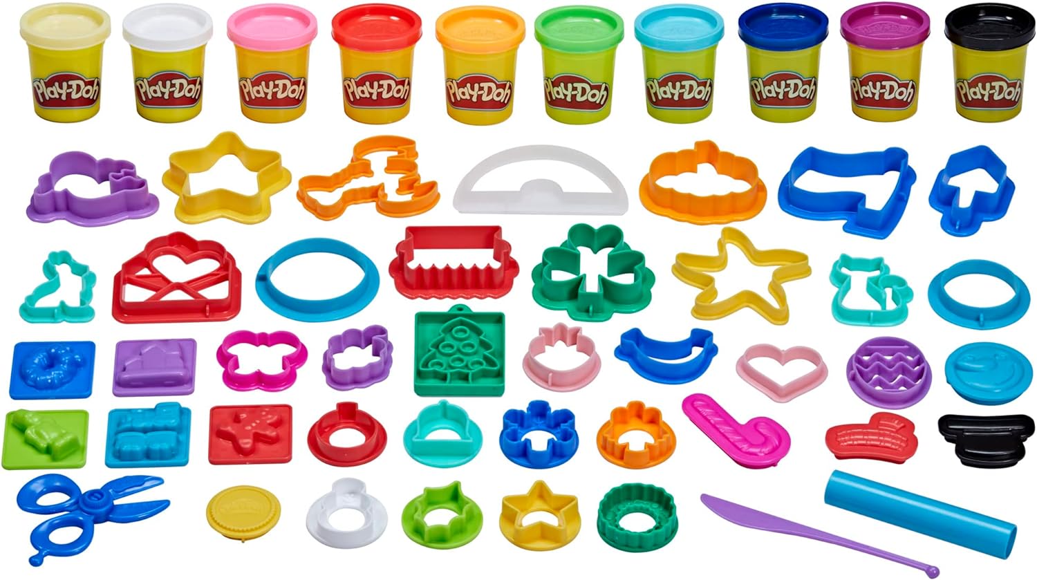 Play-Doh Holiday Set of Tools, 43 Accessories & 10 Modeling Compound Colors, Classroom Birthday Party Favors, Spring & Summer Outdoor Fun Kids Arts and Crafts Toys, 3  (Amazon Exclusive)