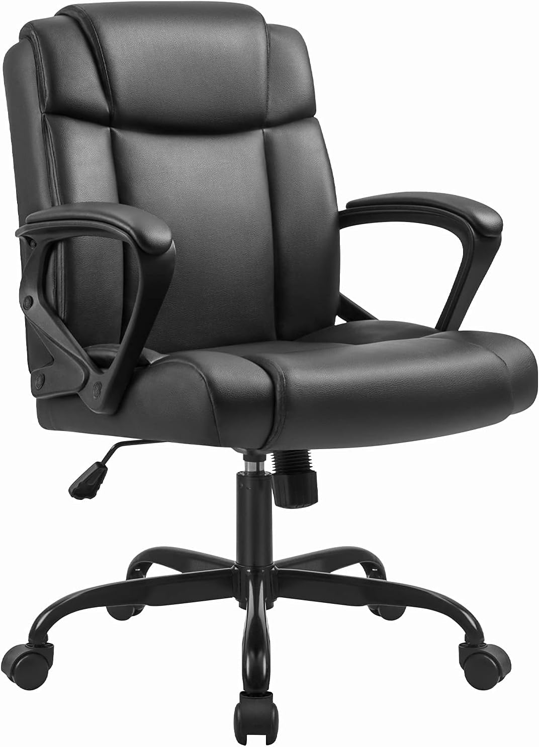 Furmax Mid Back Office Chair Computer Chair PU Leather Executive Desk Chair Swivel Chair with Padded Arms Back Support Weight Bearing