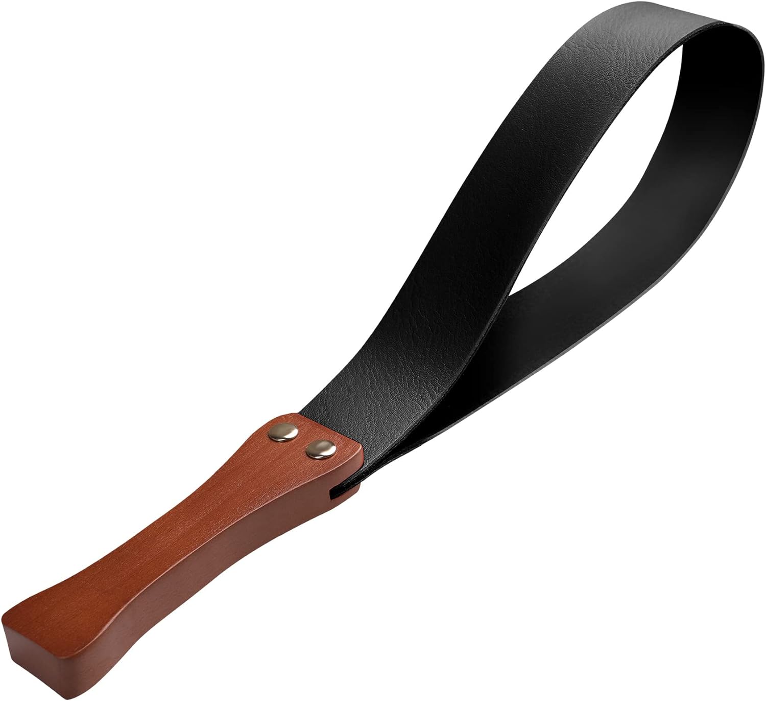 Leather Paddle with Anti-Slip Wooden Handle, Riding Crop for Horses, 19'' Equestrianism Crops